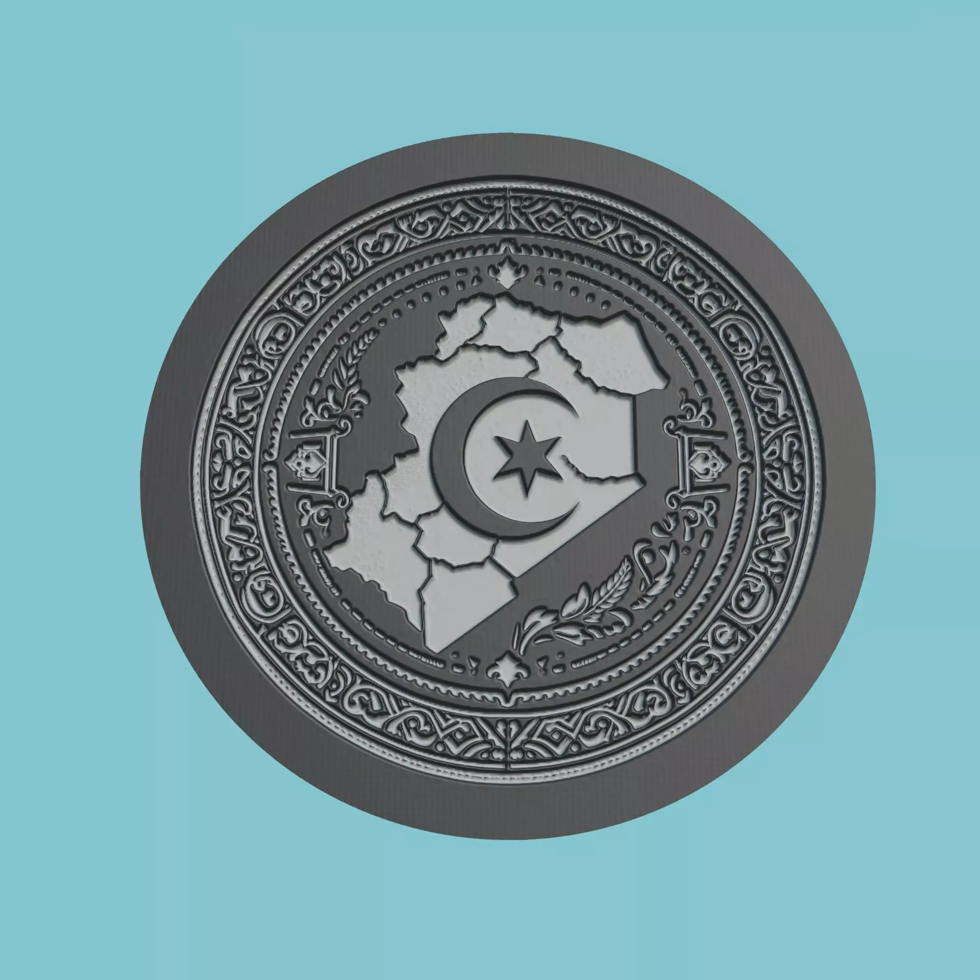 Algeria Map Medallion 3D print model_0