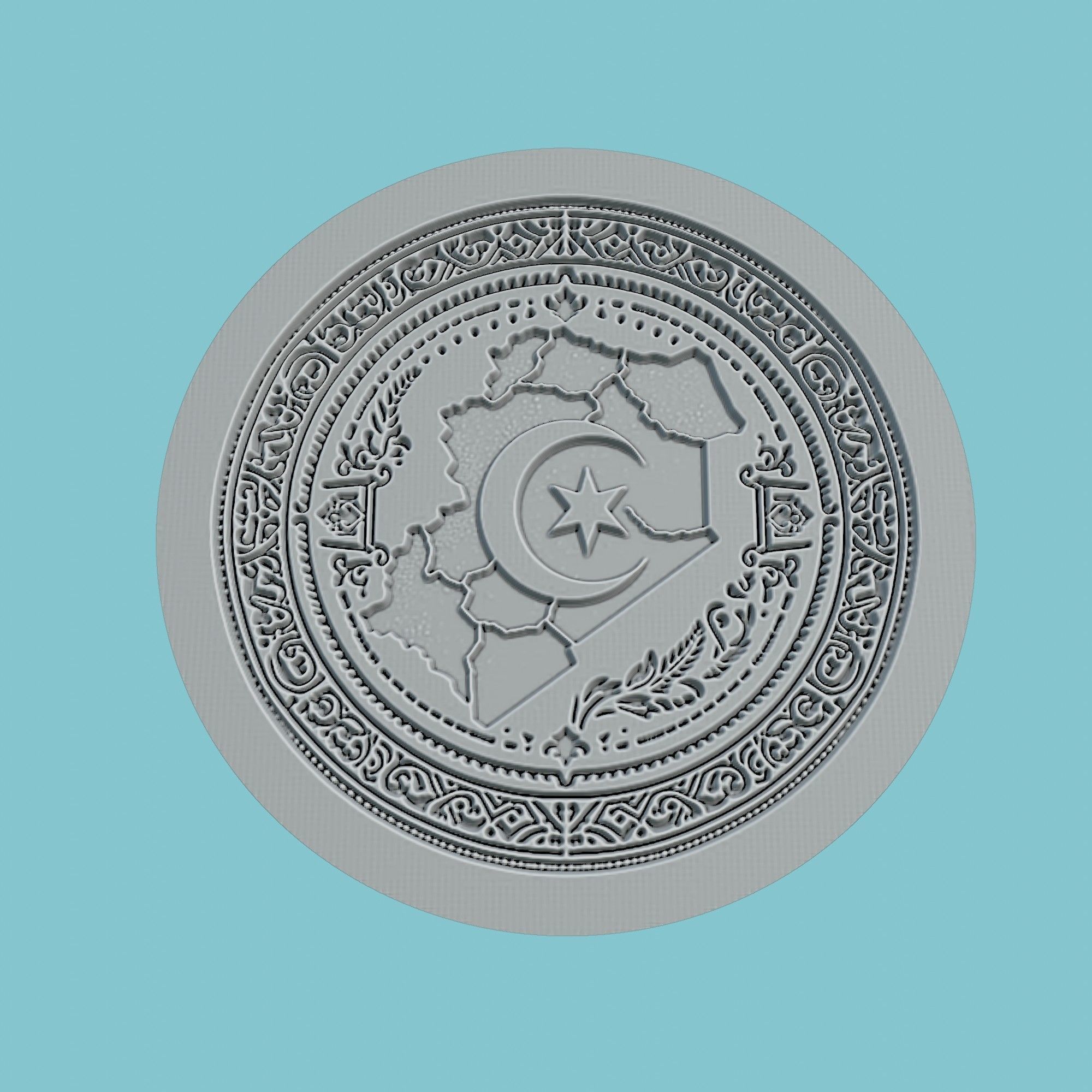 Algeria Map Medallion 3D print model_2