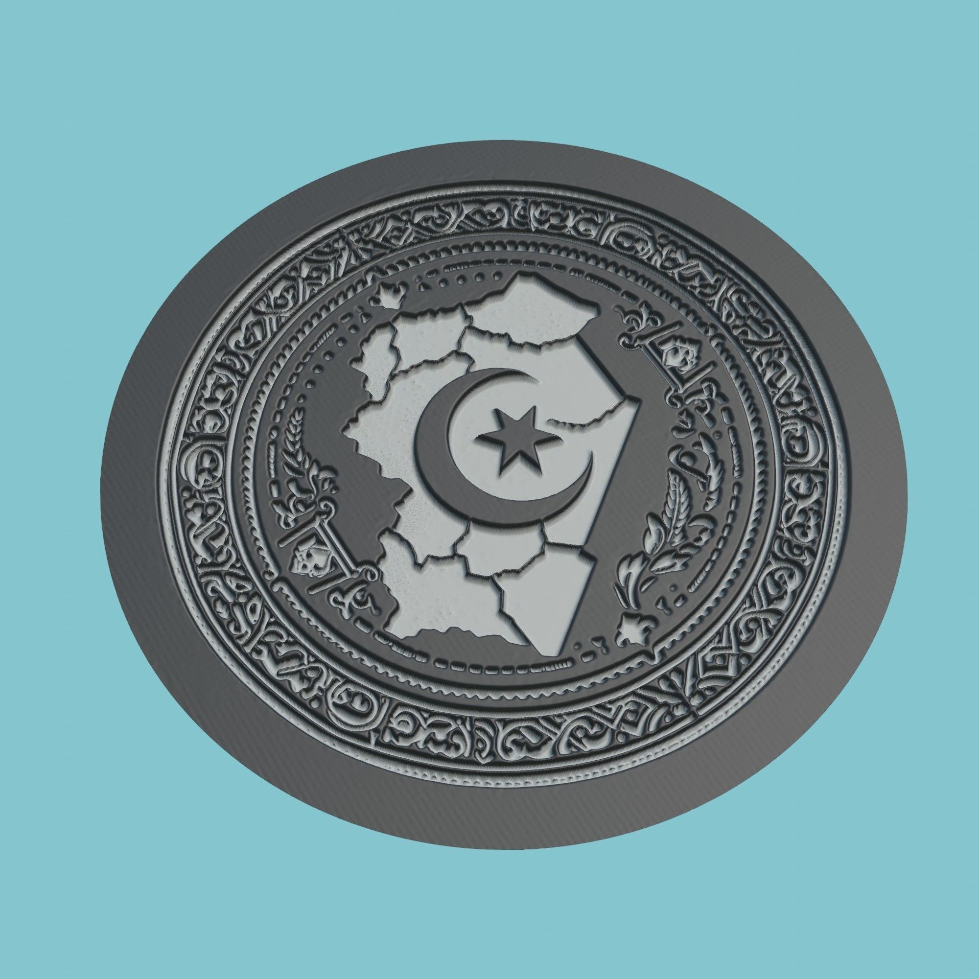 Algeria Map Medallion 3D print model_1