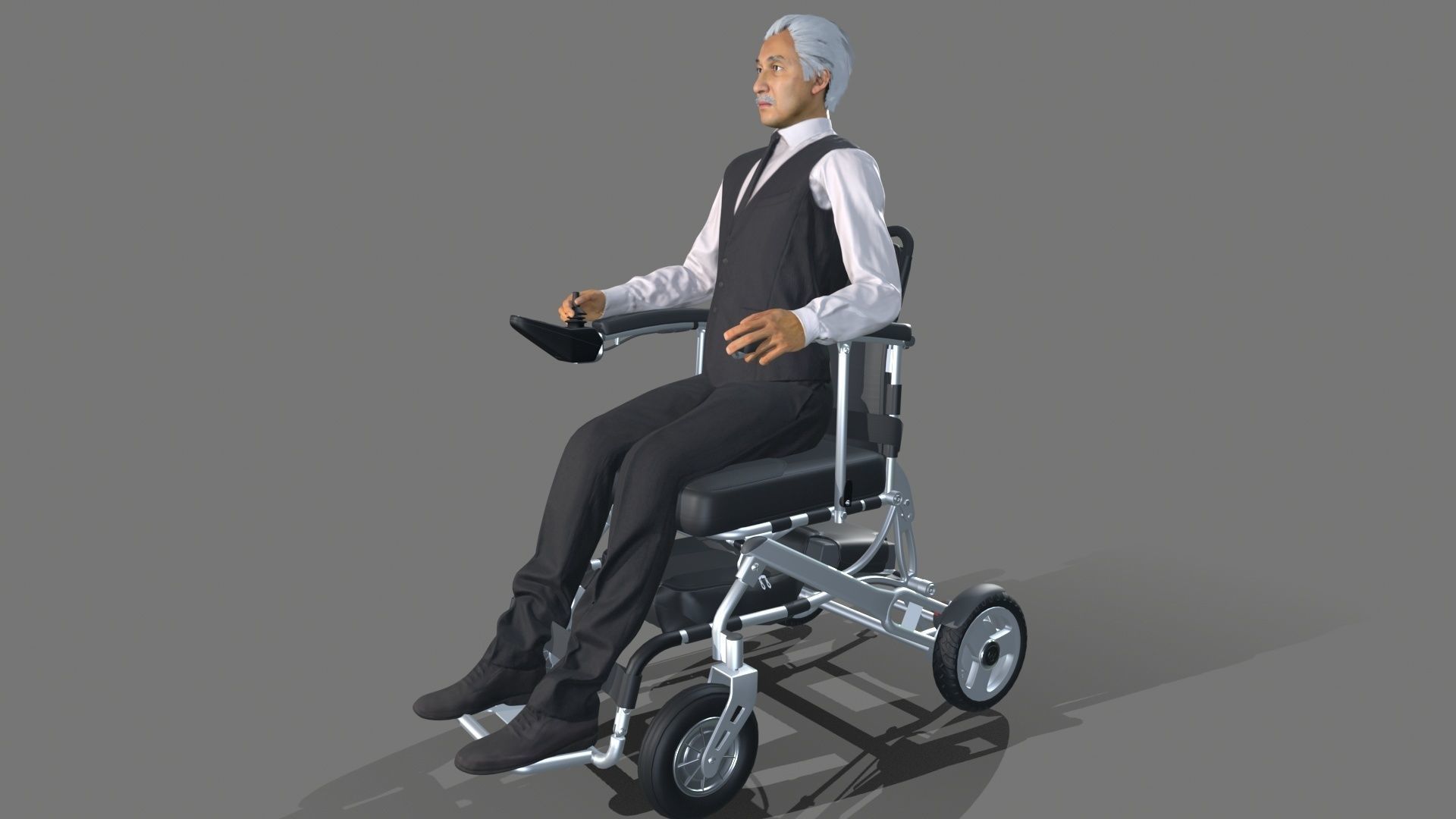 wheelchair Low-poly 3D model_7