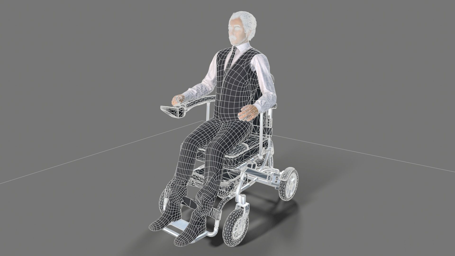 wheelchair Low-poly 3D model_10
