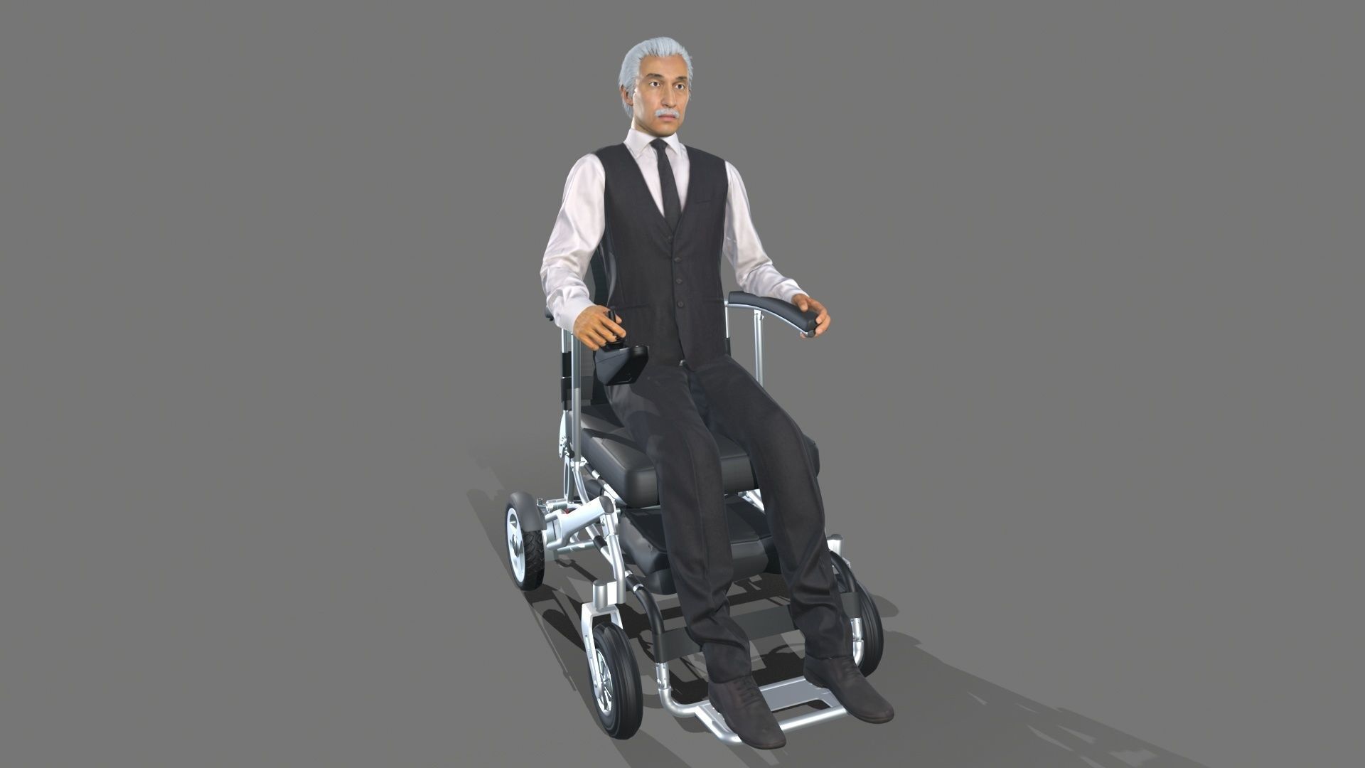 wheelchair Low-poly 3D model_1