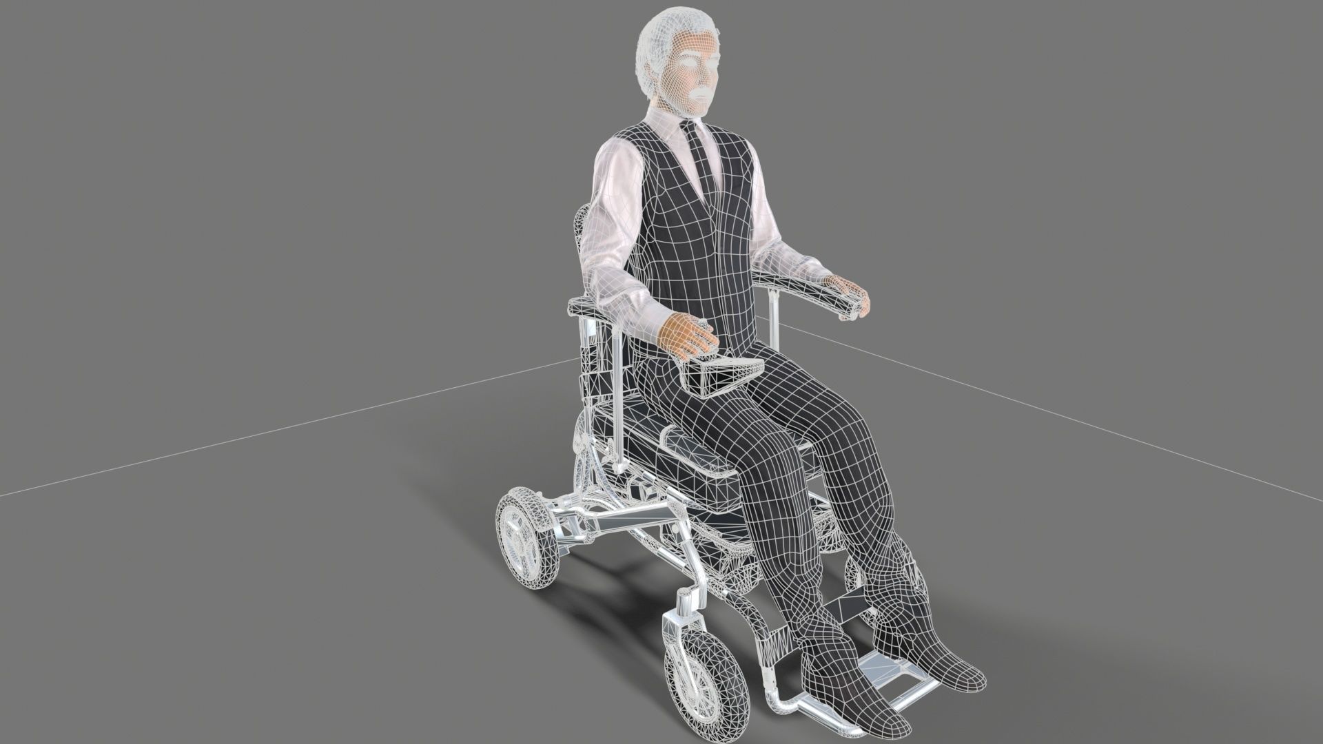 wheelchair Low-poly 3D model_9