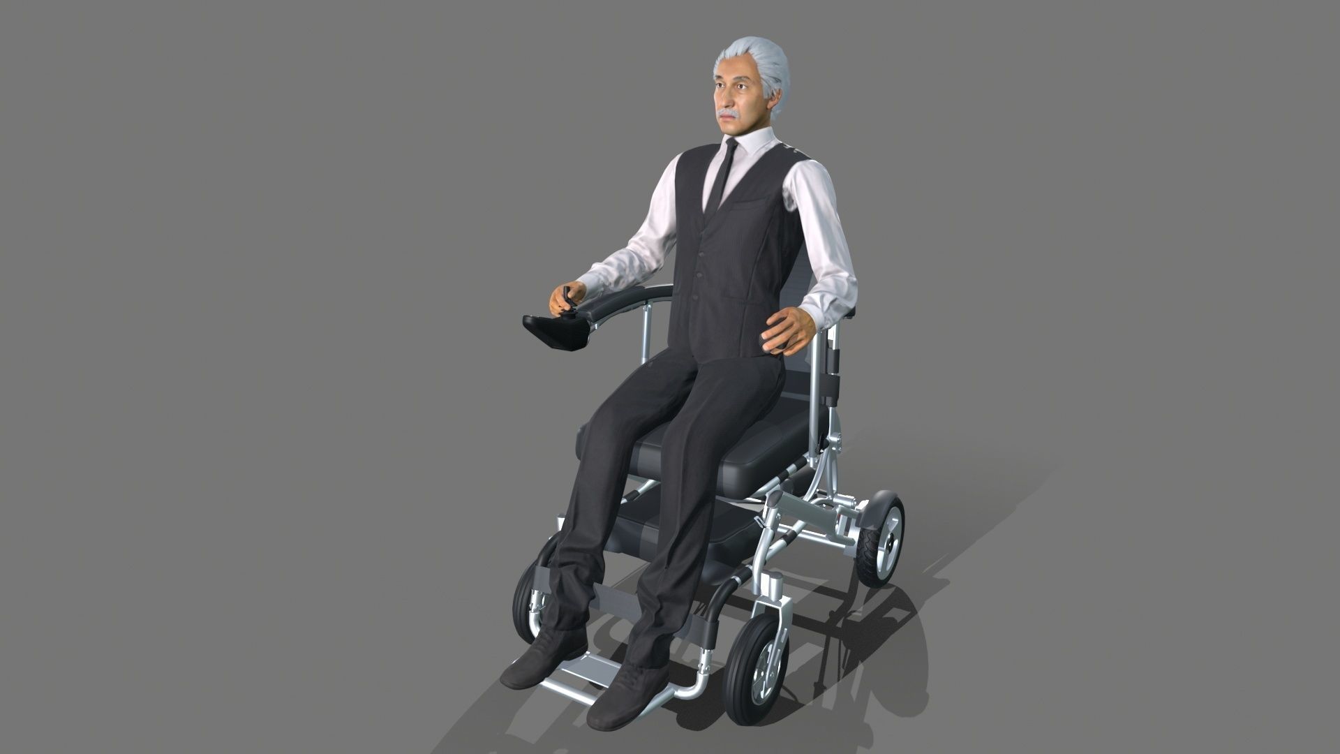 wheelchair Low-poly 3D model_2