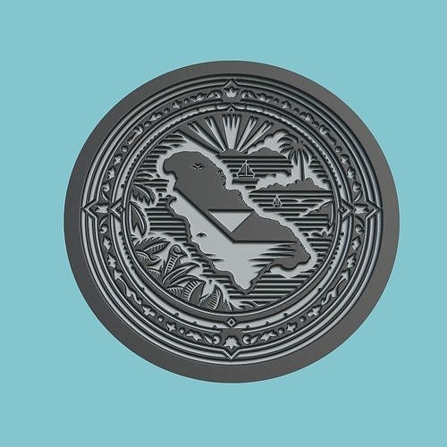 Antigua and Barbuda Map Medallion 3D print model