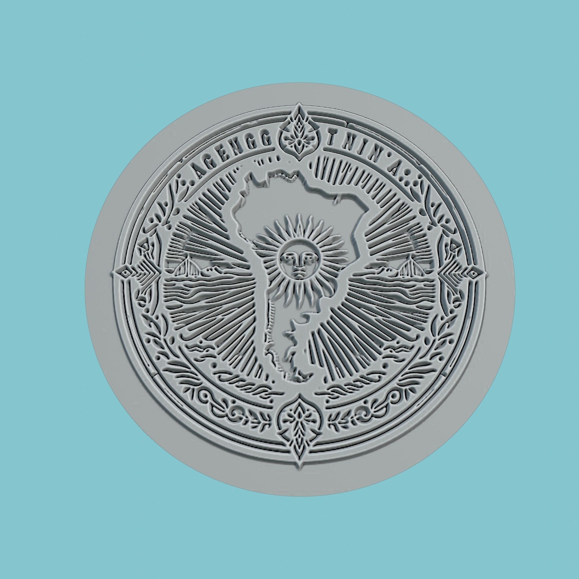 Argentina Map Medallion 3D print model_2