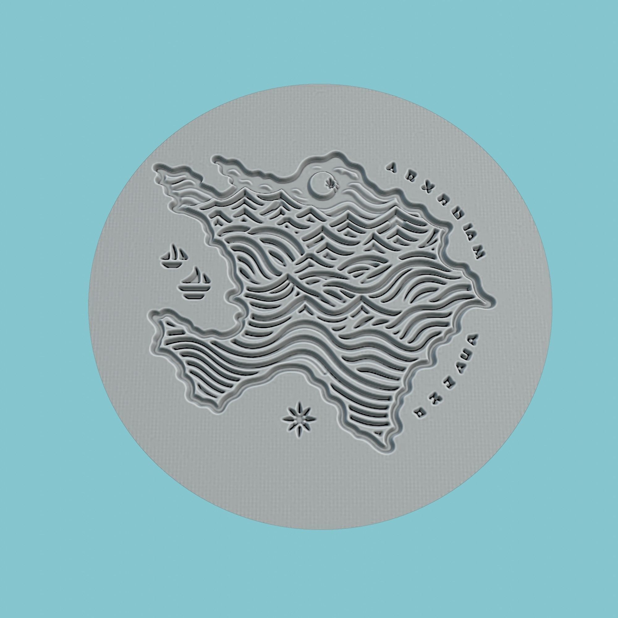 Azerbaijan Map Medallion 3D print model_2