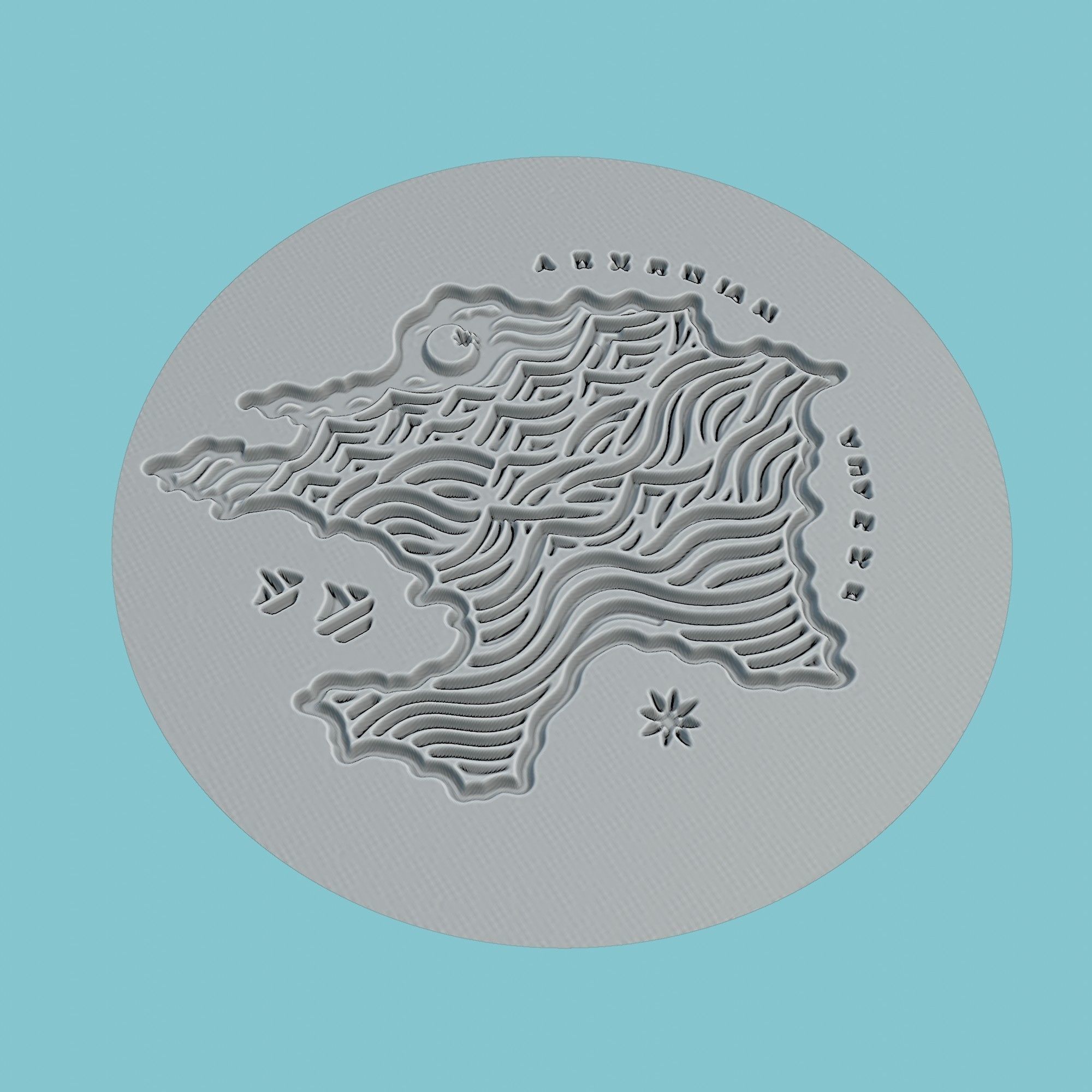 Azerbaijan Map Medallion 3D print model_3