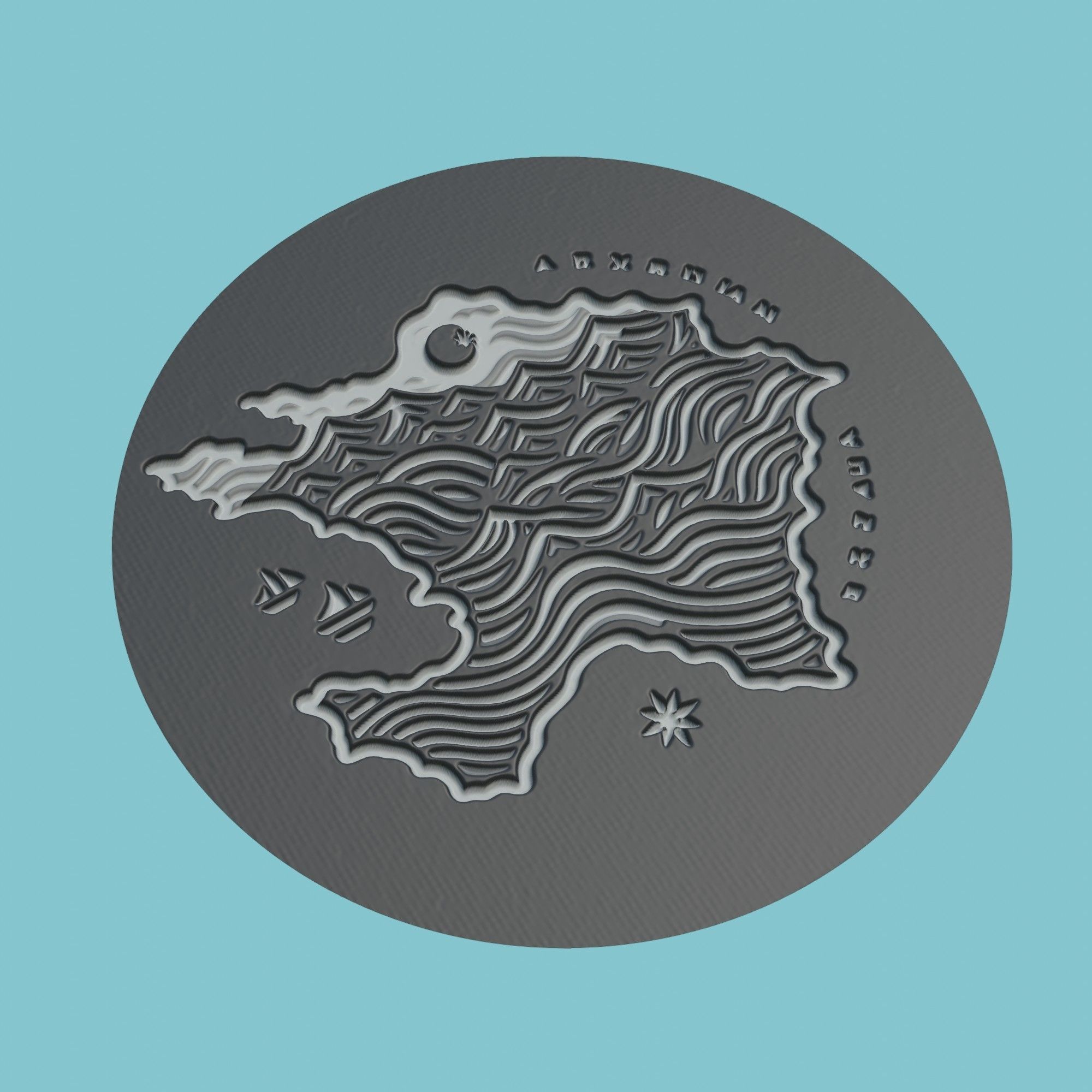 Azerbaijan Map Medallion 3D print model_1