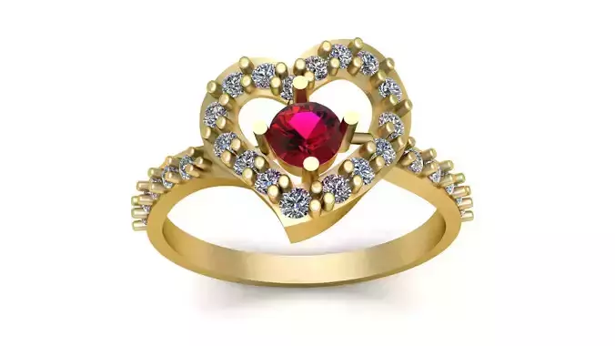 Proposal Heart Diamond Ring 3d Printable Model