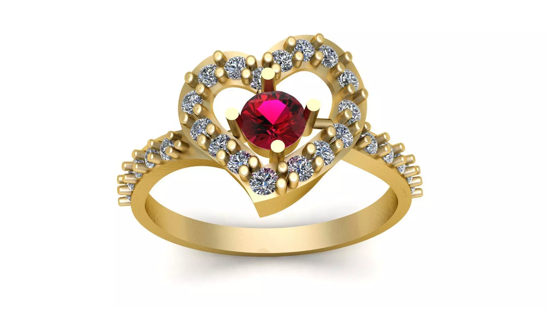 Proposal Heart Diamond Ring 3d Printable Model 3D print model