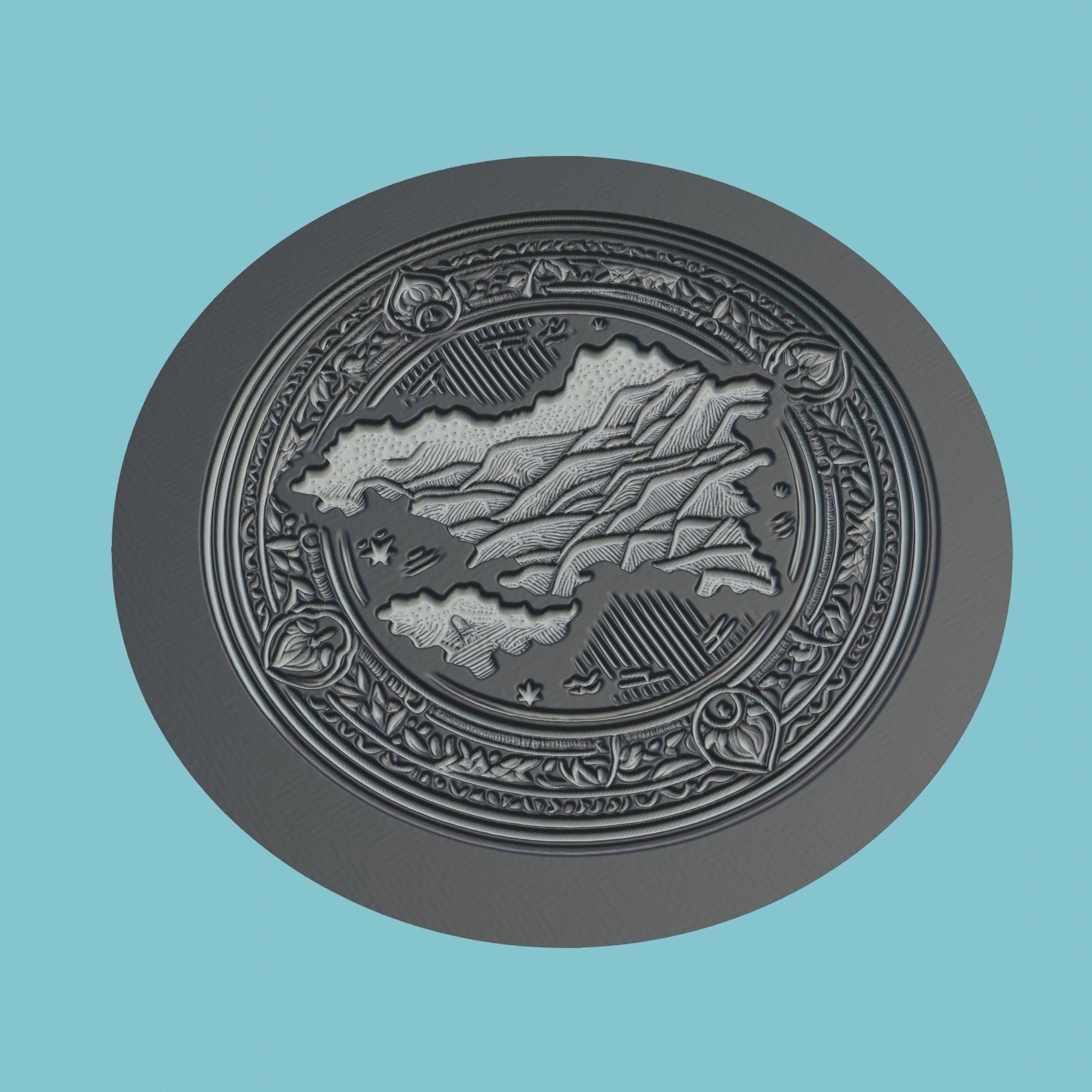 Azerbaijan Map Medallion 3D print model_1