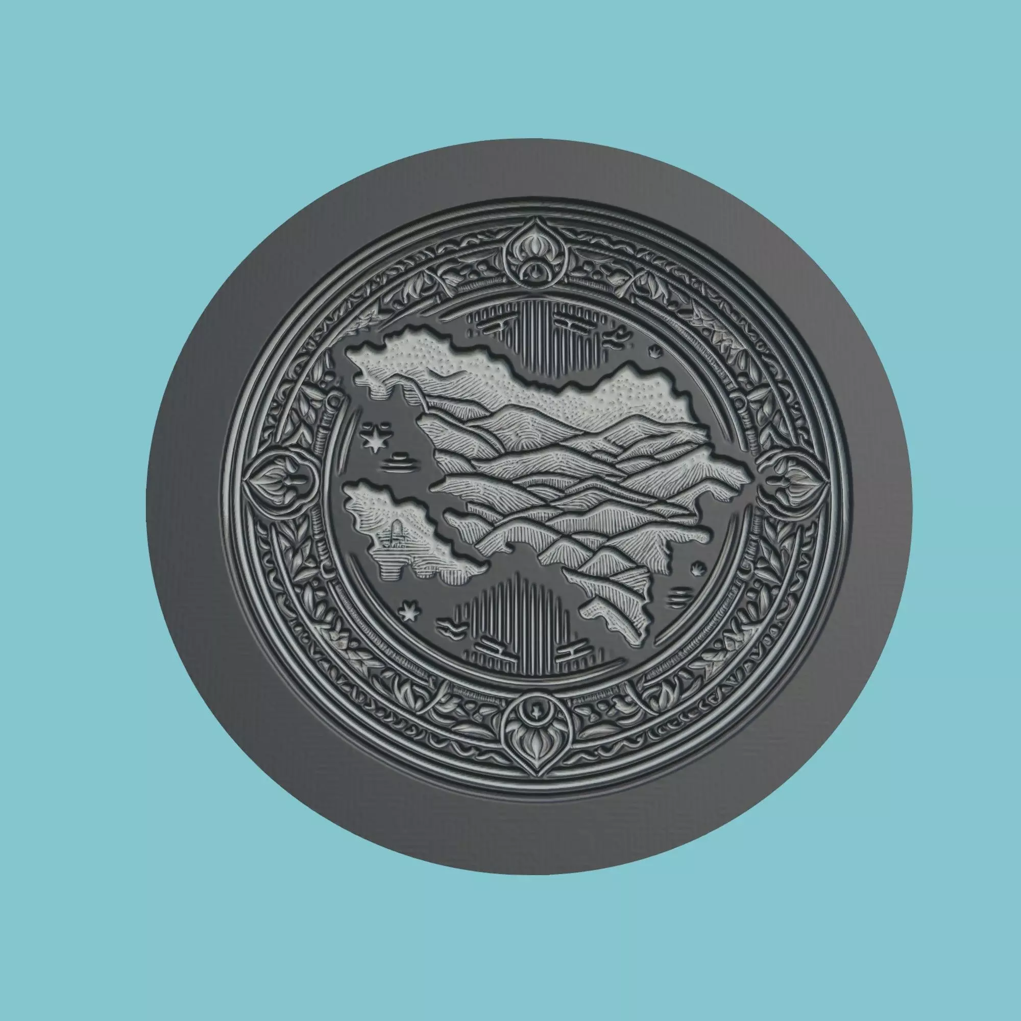 Azerbaijan Map Medallion 3D print model_0