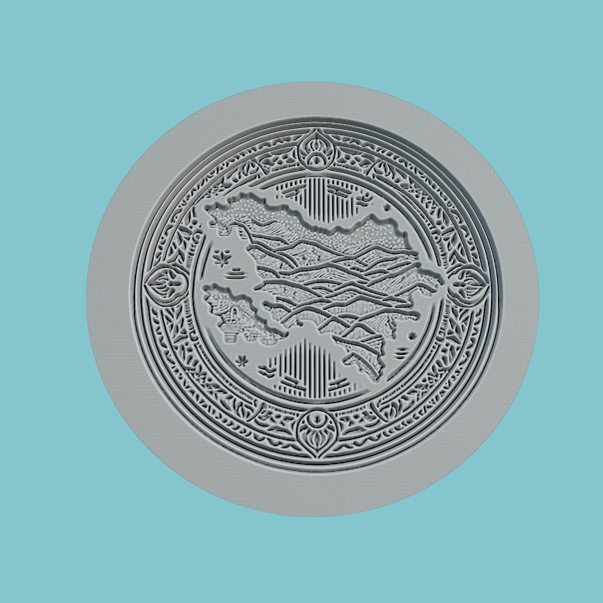 Azerbaijan Map Medallion 3D print model_2