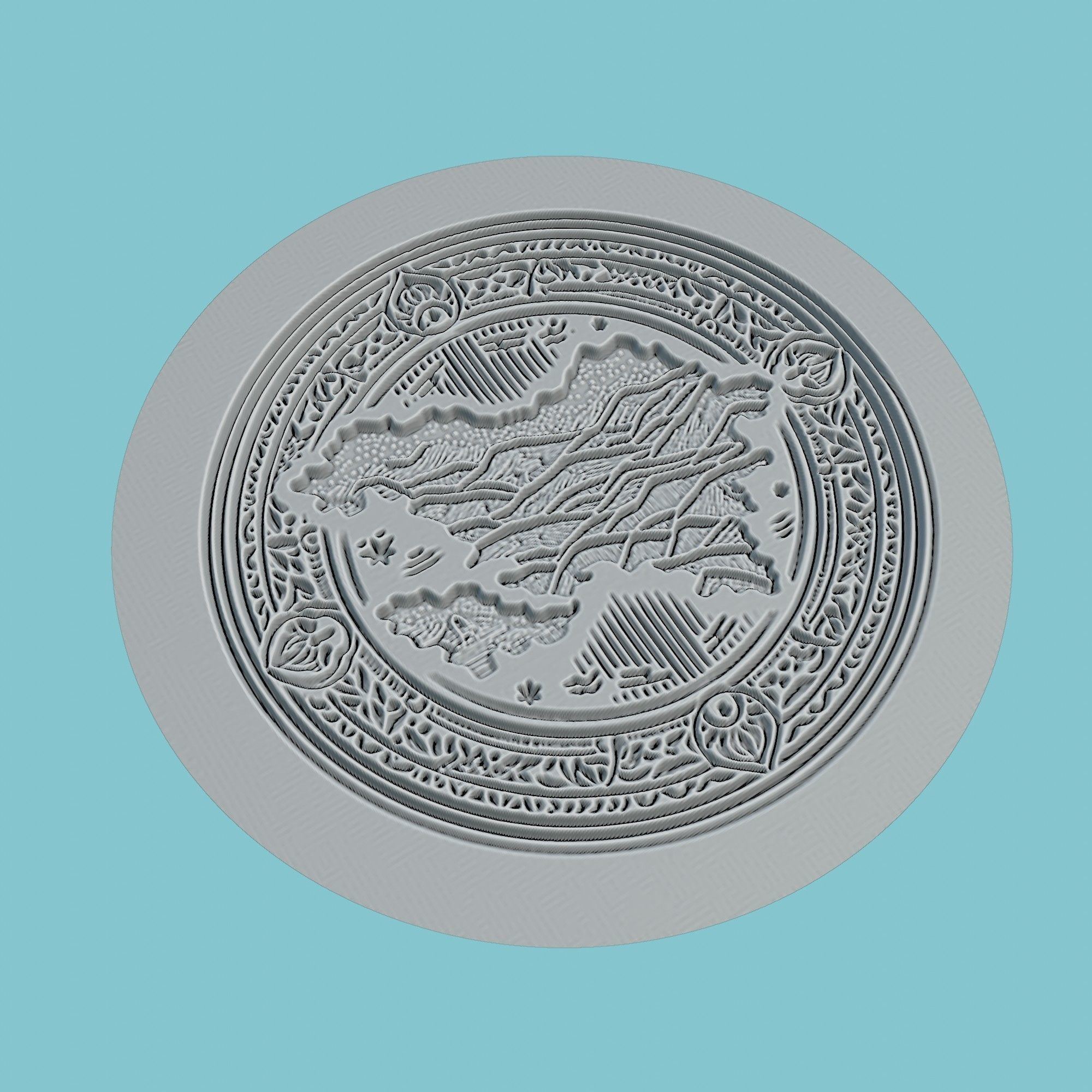Azerbaijan Map Medallion 3D print model_3