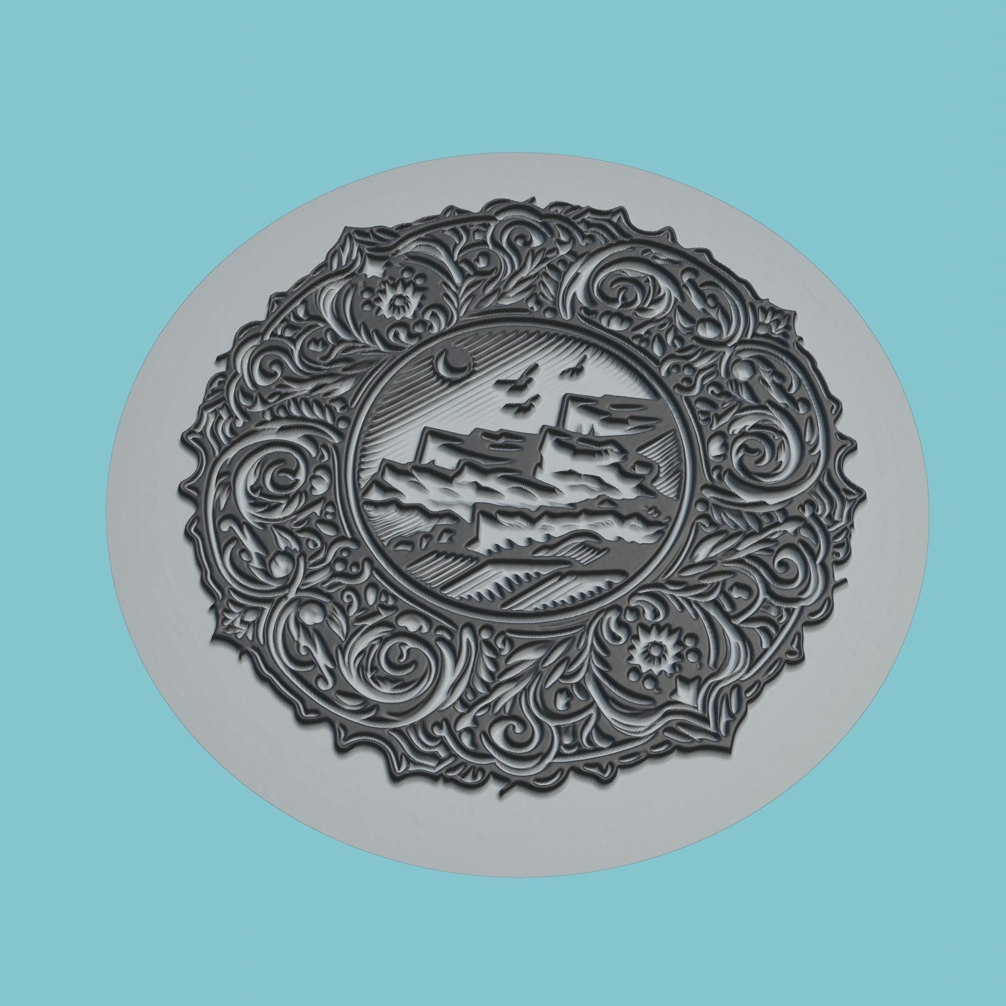 Azerbaijan Map Medallion 3D print model_1