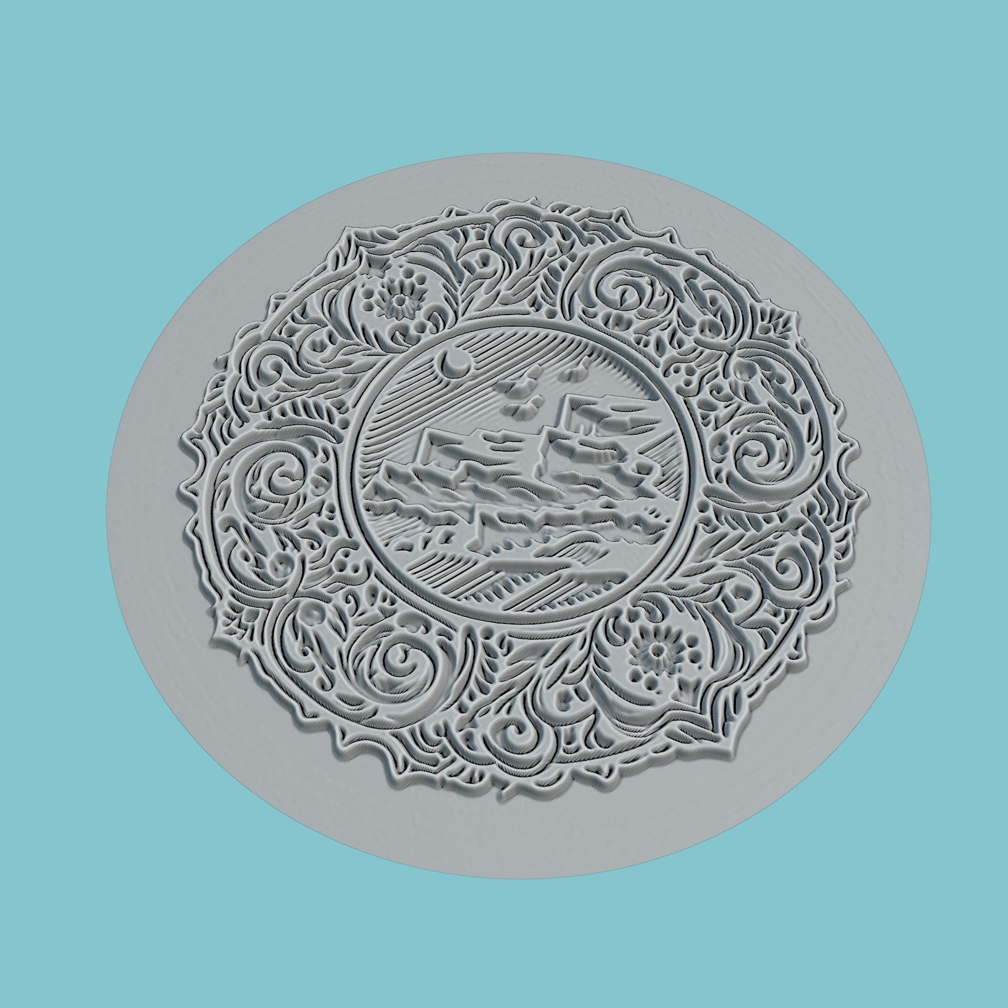 Azerbaijan Map Medallion 3D print model_3