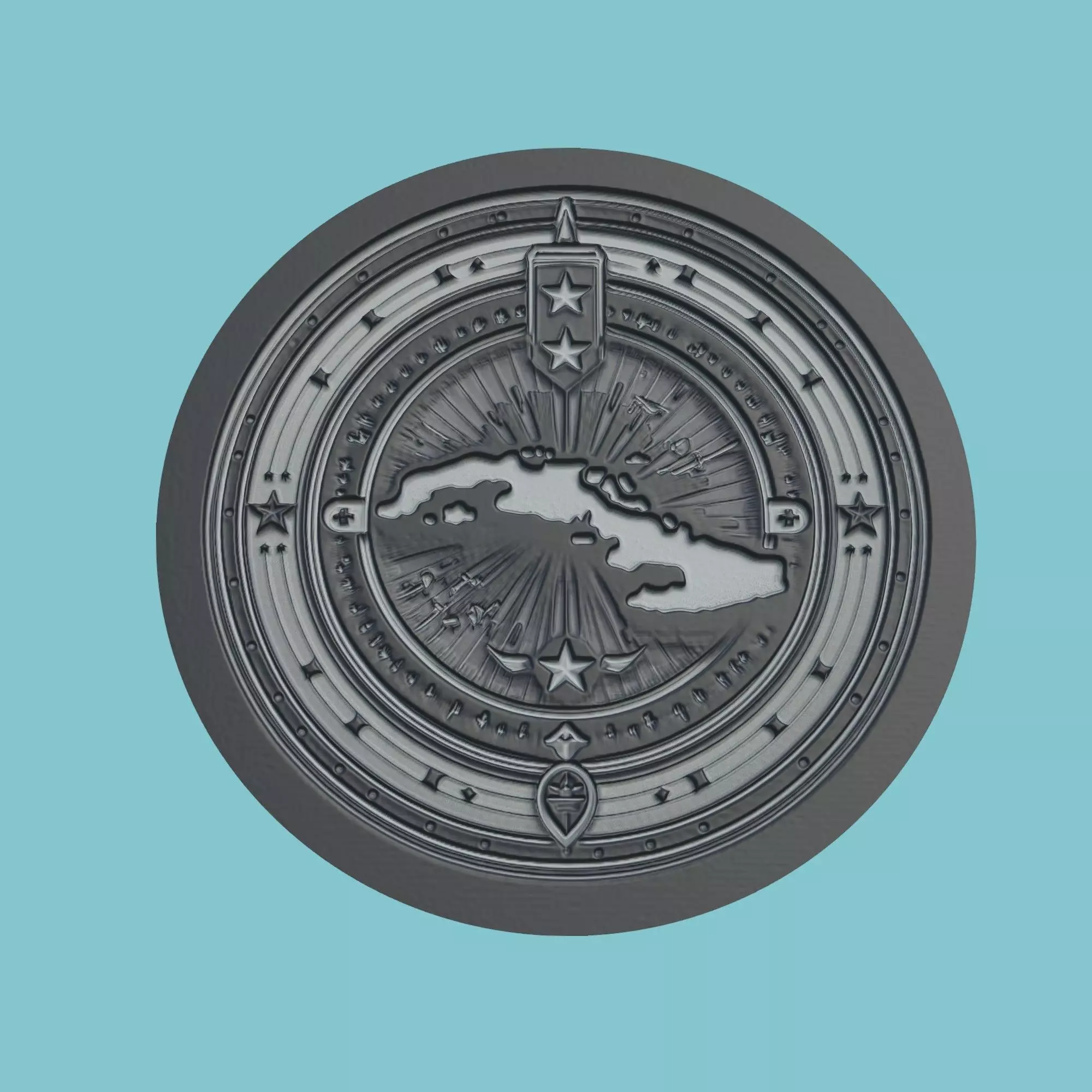 Bahamas Map Medallion 3D print model_0