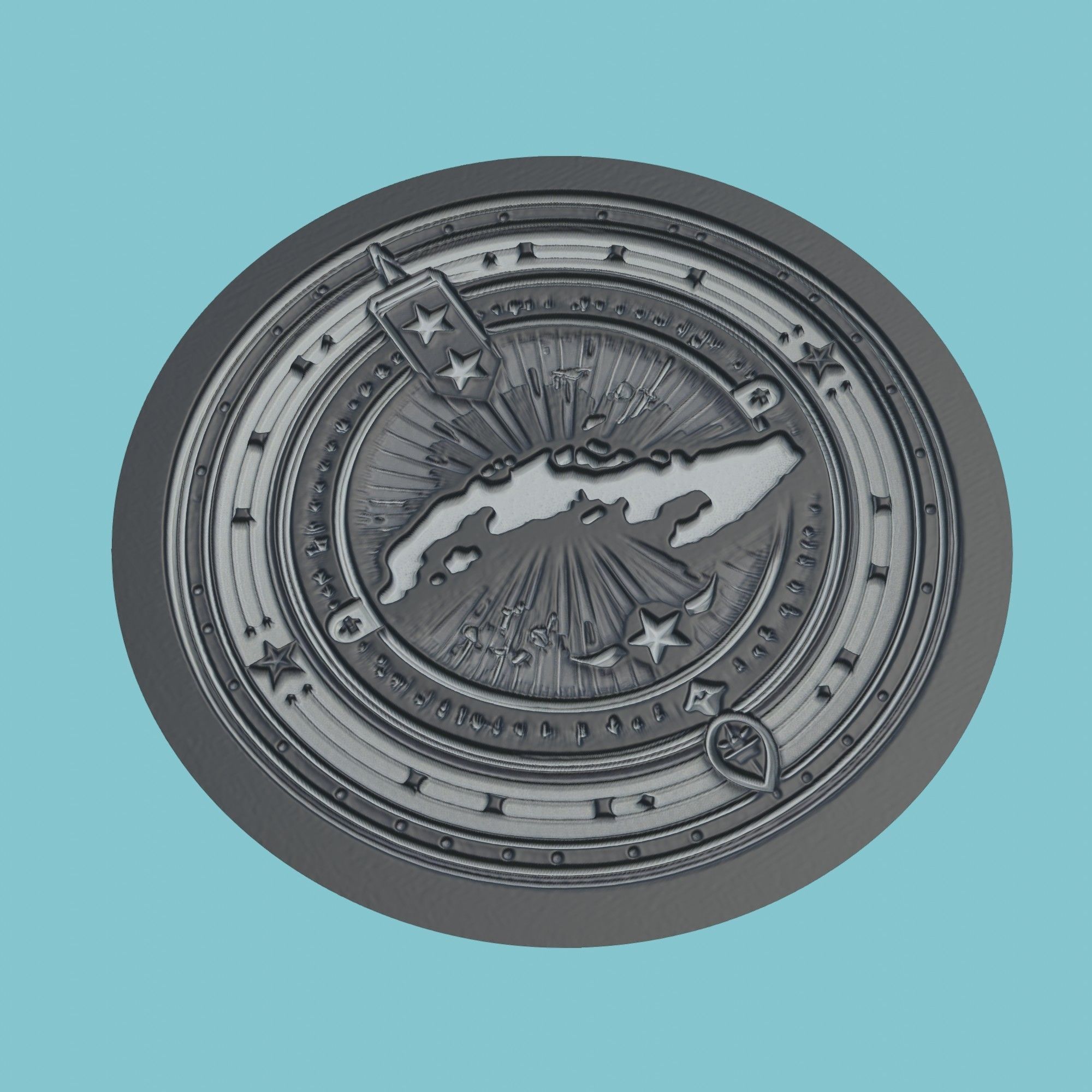 Bahamas Map Medallion 3D print model_1