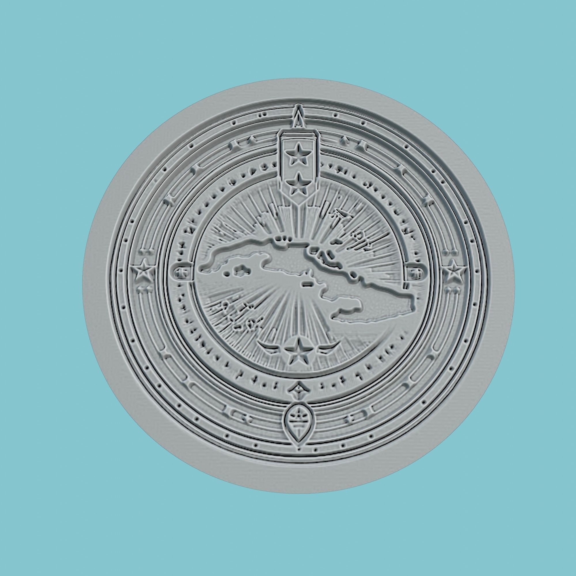 Bahamas Map Medallion 3D print model_2
