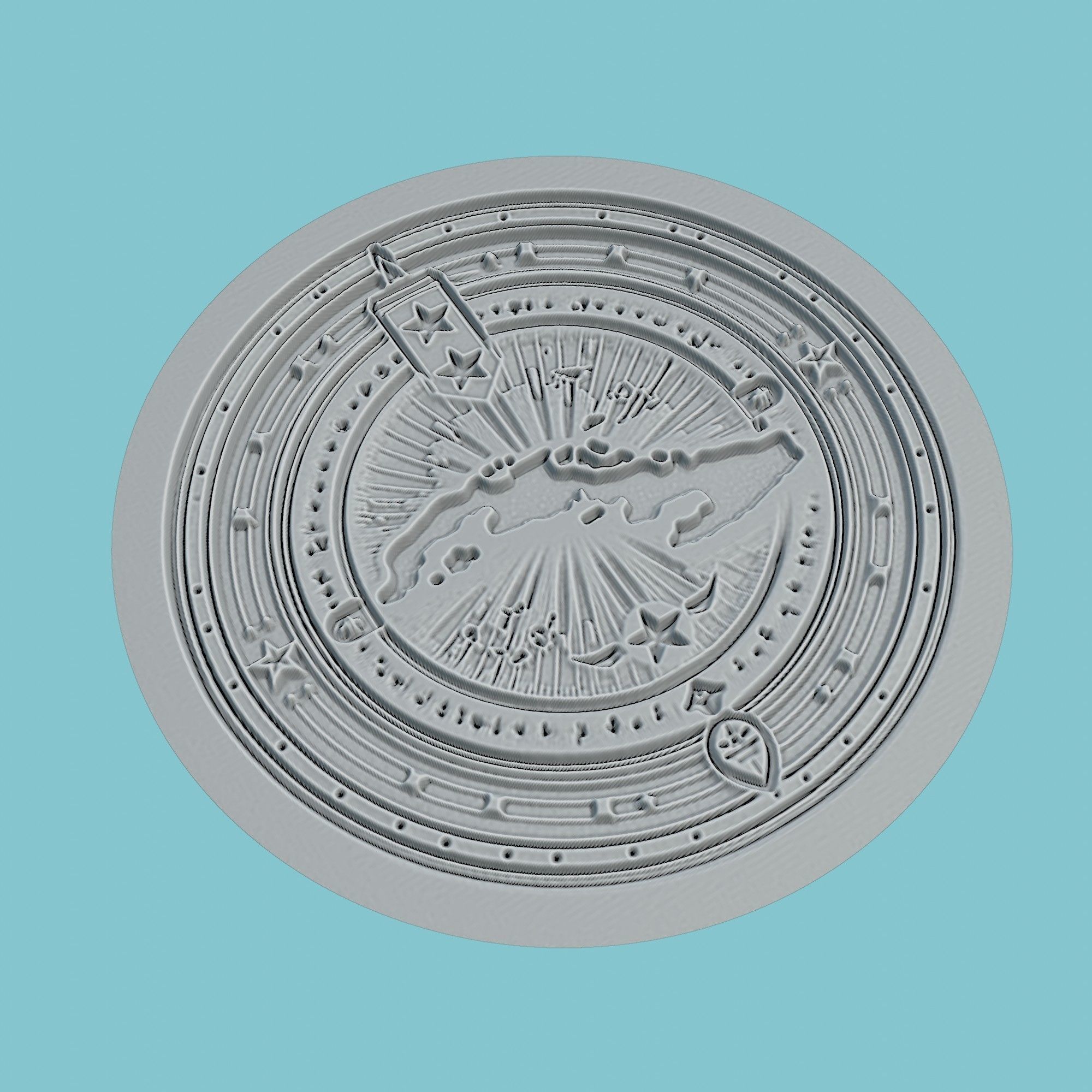 Bahamas Map Medallion 3D print model_3