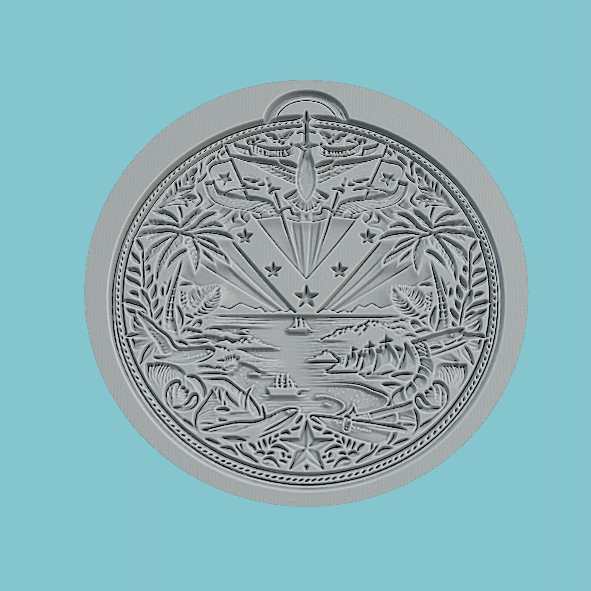 Bahamas Map Medallion 3D print model_2