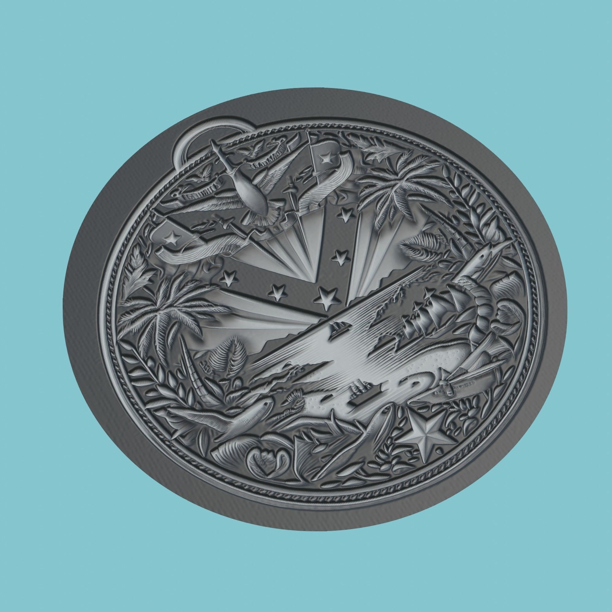 Bahamas Map Medallion 3D print model_1