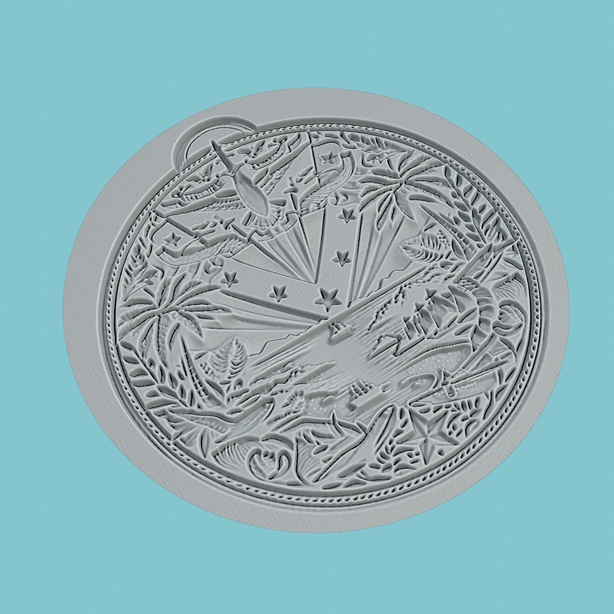 Bahamas Map Medallion 3D print model_3