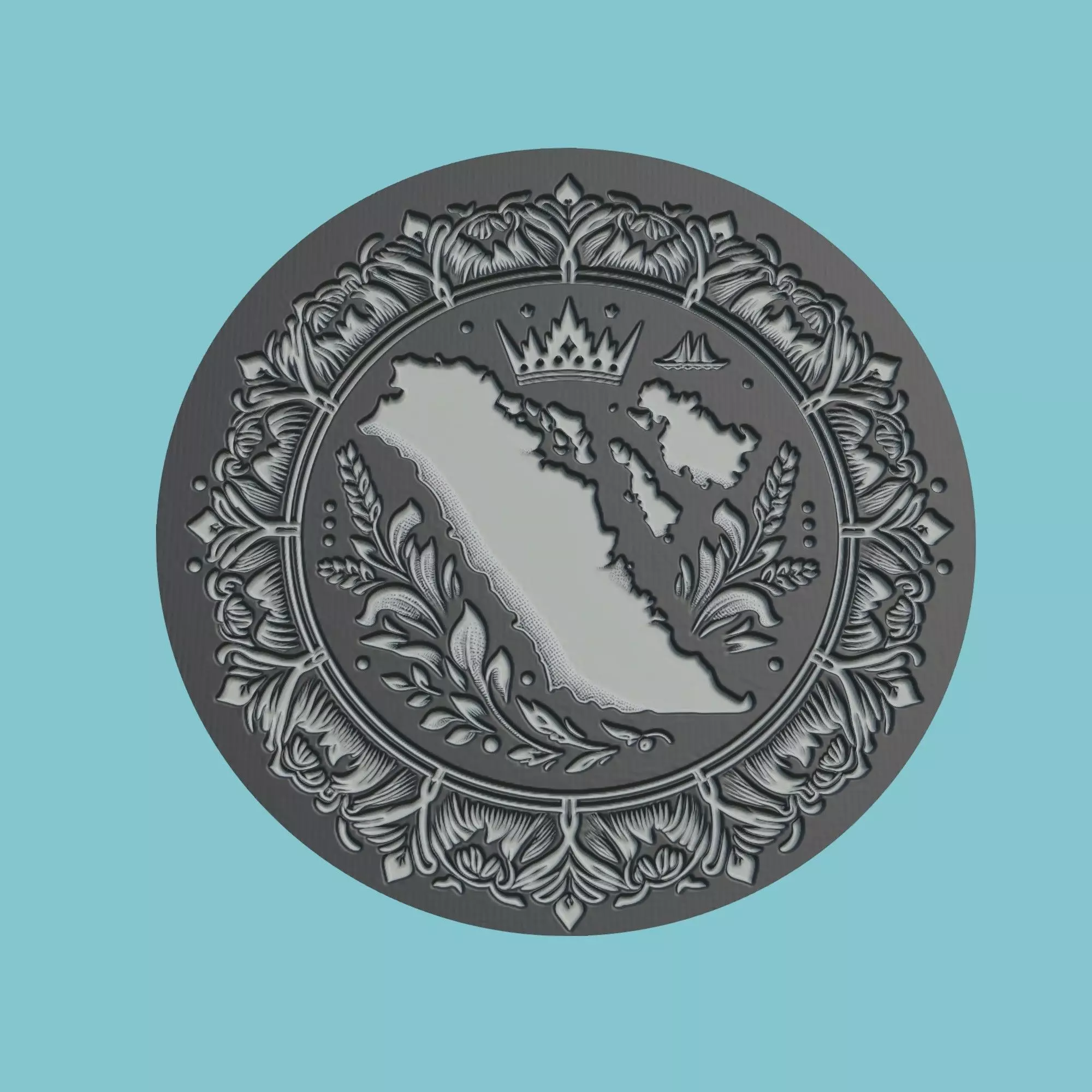 Bahrain Map Medallion 3D print model