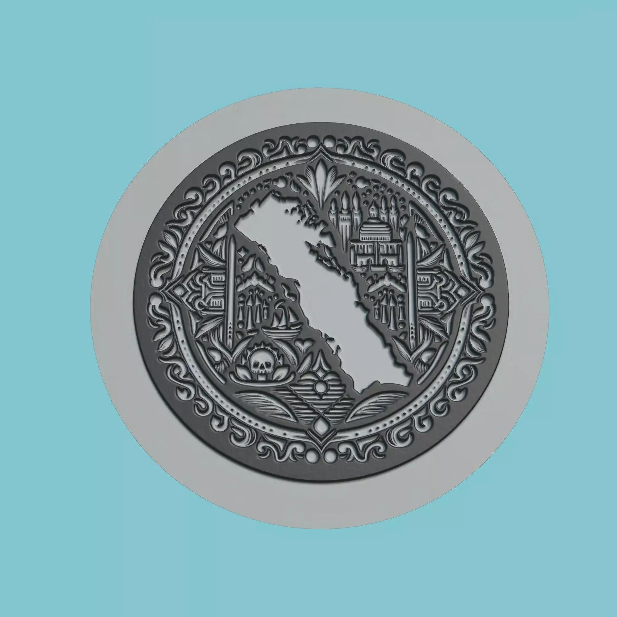 Bahrain Map Medallion 3D print model