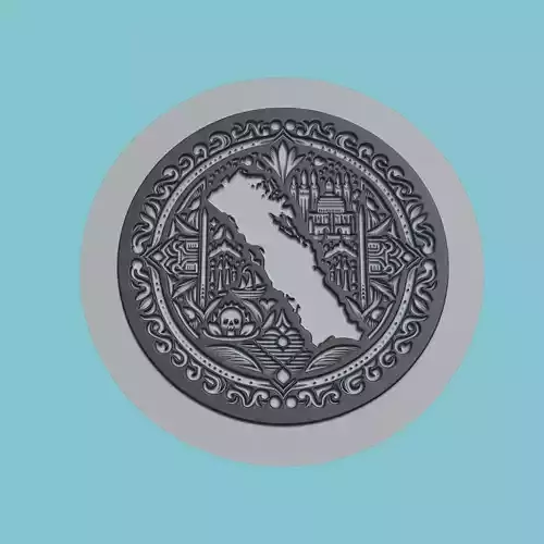 Bahrain Map Medallion 3D print model