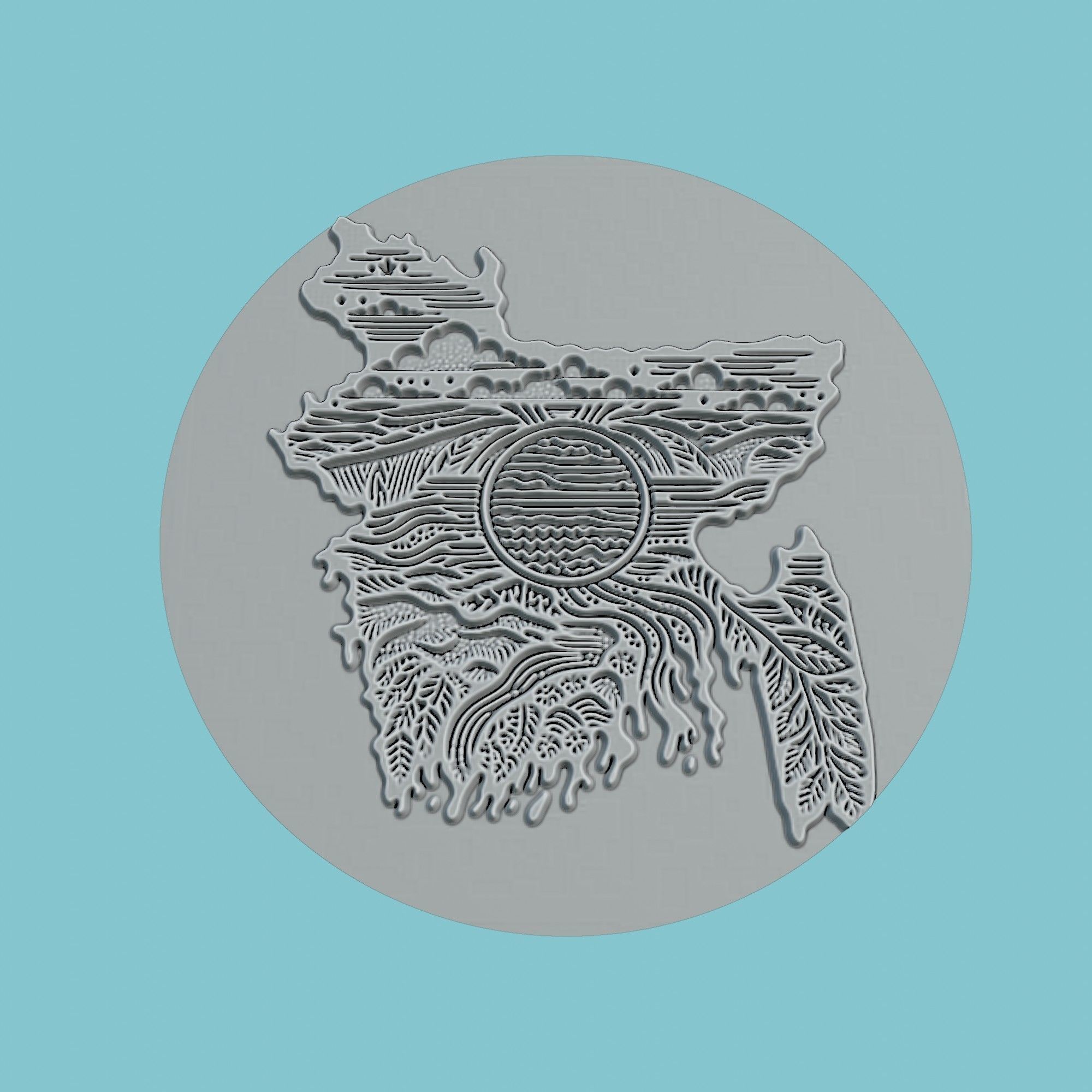 Bangladesh Map Medallion 3D print model_2