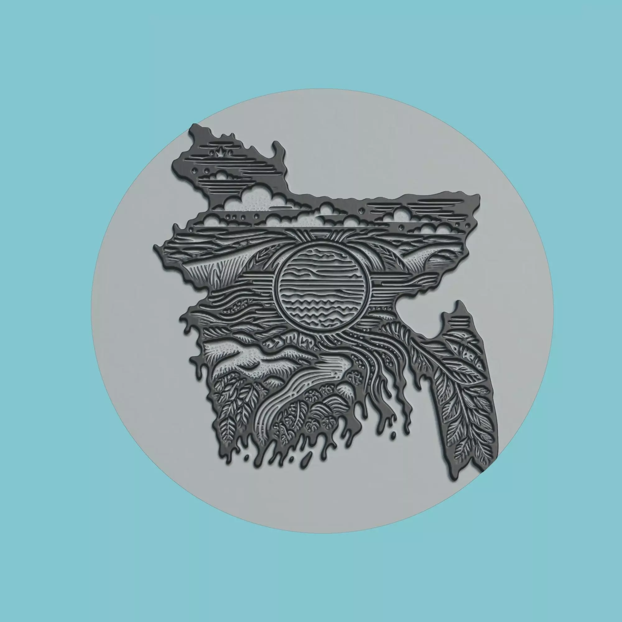 Bangladesh Map Medallion 3D print model_0