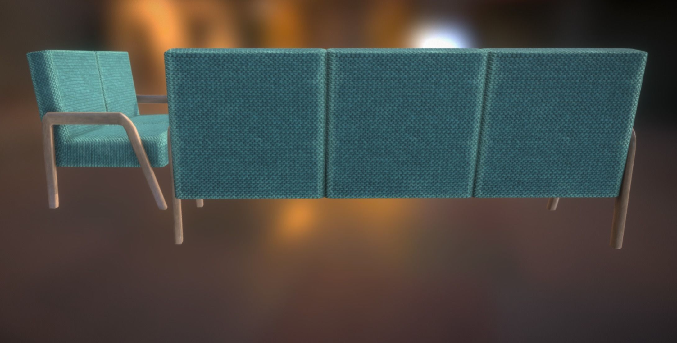  Armchair Sofa Pouf Set Mint Low Poly VR AR PBR 3D model_3
