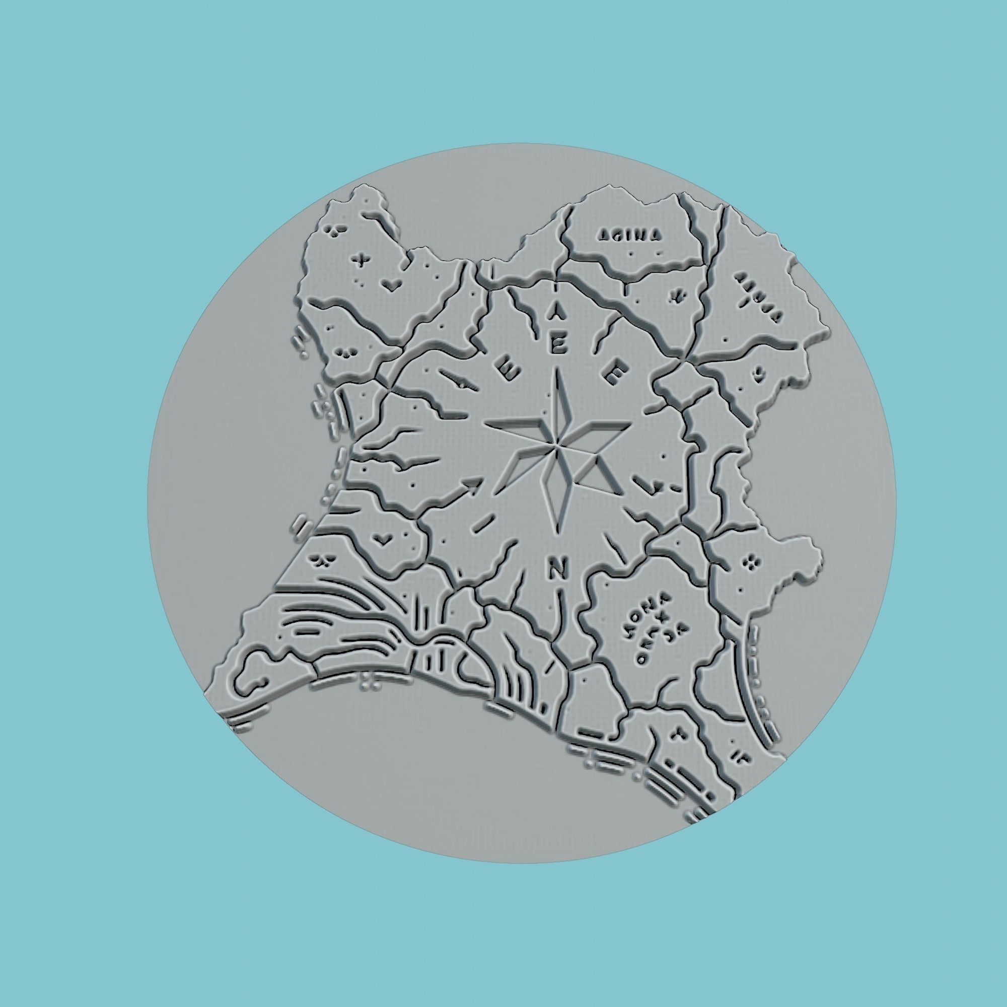 Benin Map Medallion 3D print model_2