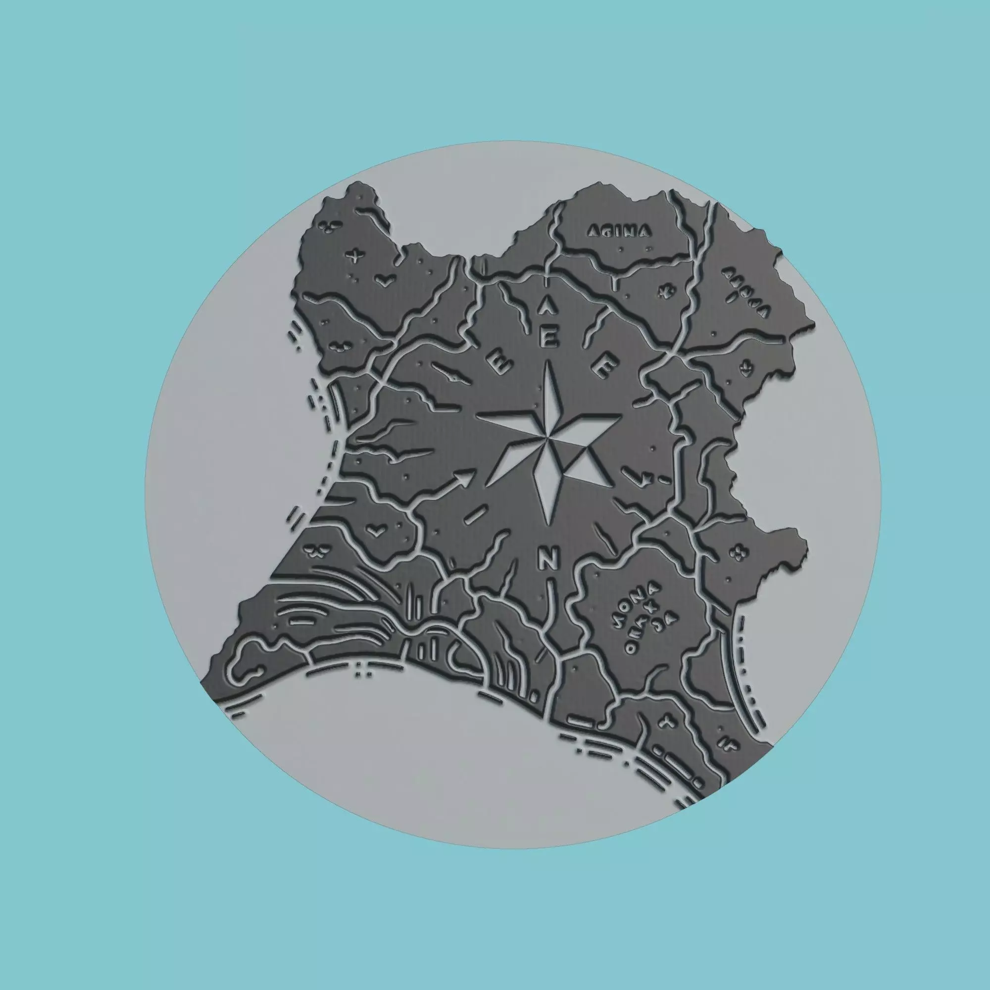 Benin Map Medallion 3D print model_0