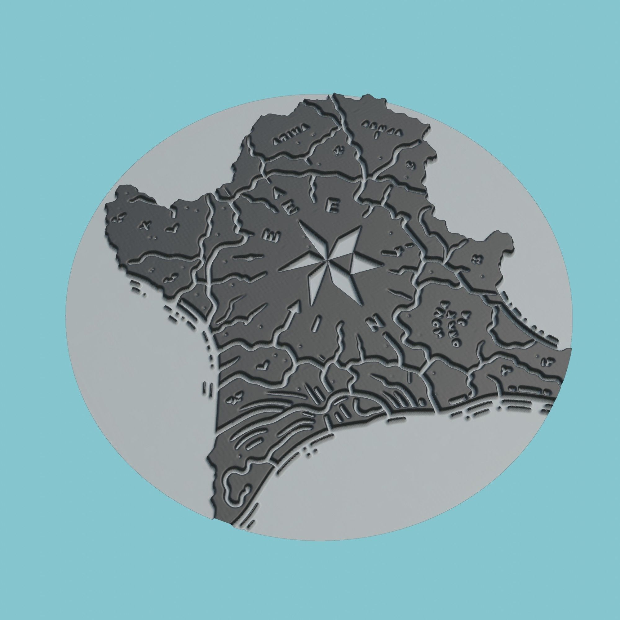 Benin Map Medallion 3D print model_1