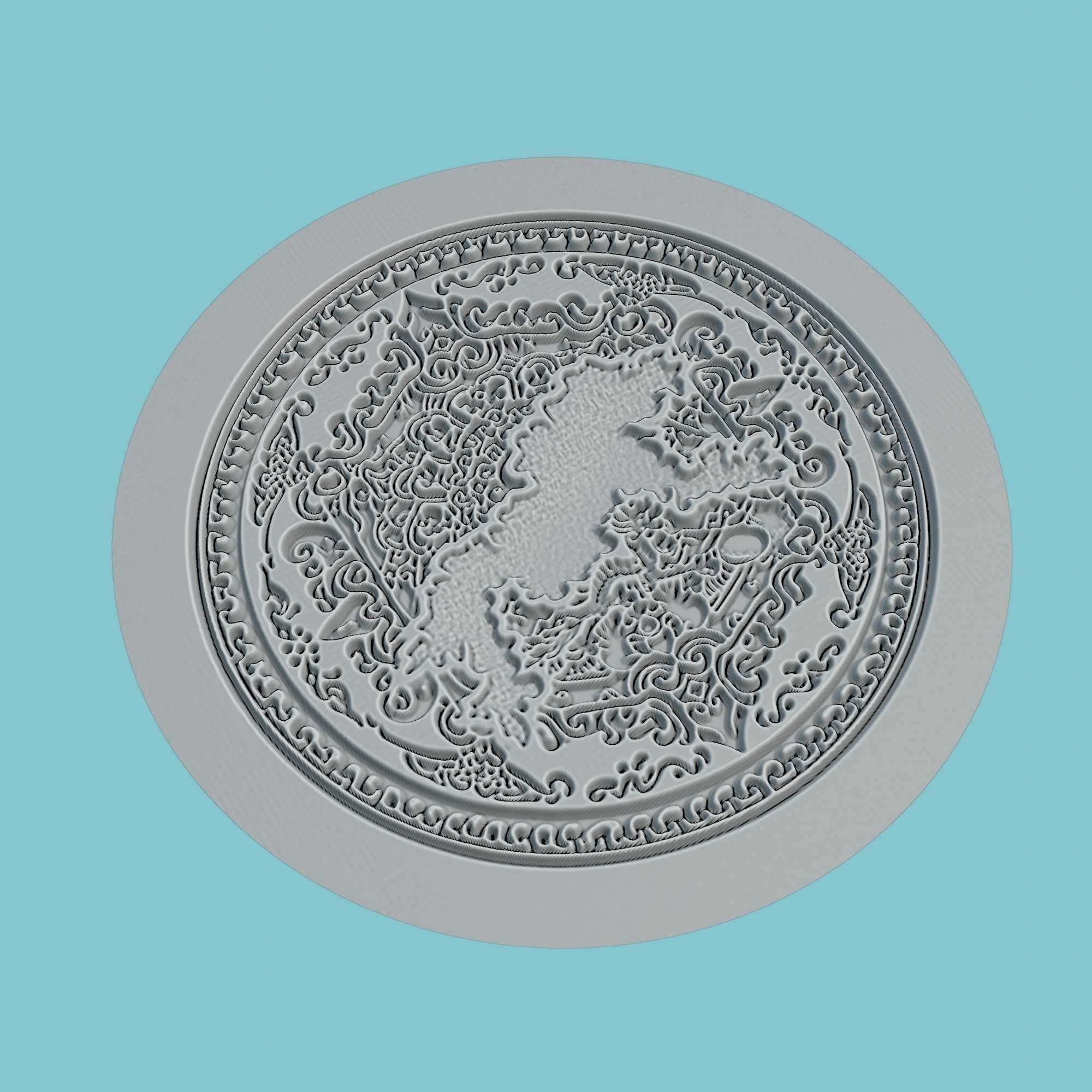 Bhutan Map Medallion 3D print model_3