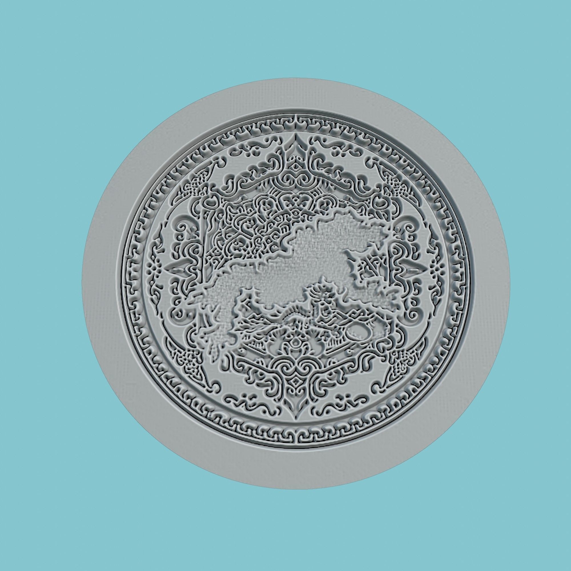 Bhutan Map Medallion 3D print model_2