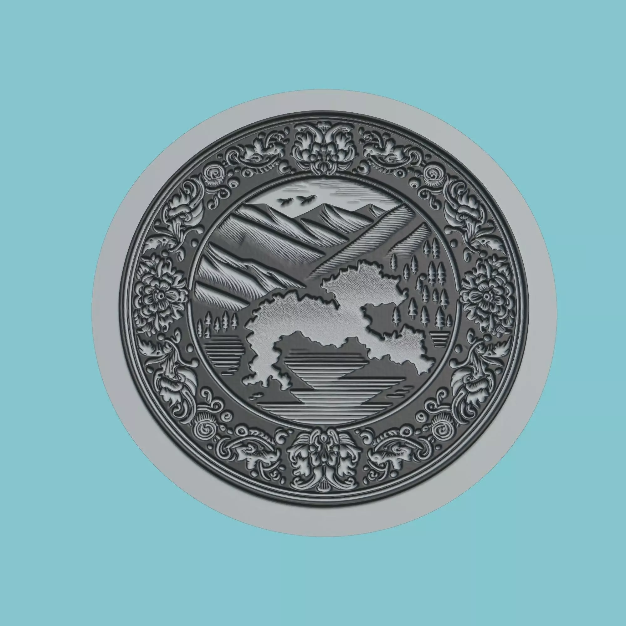 Bhutan Map Medallion 3D print model
