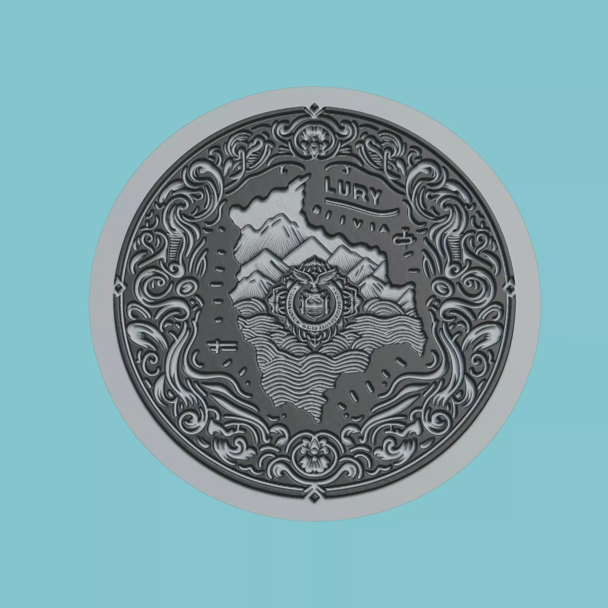 Bolivia Map Medallion 3D print model