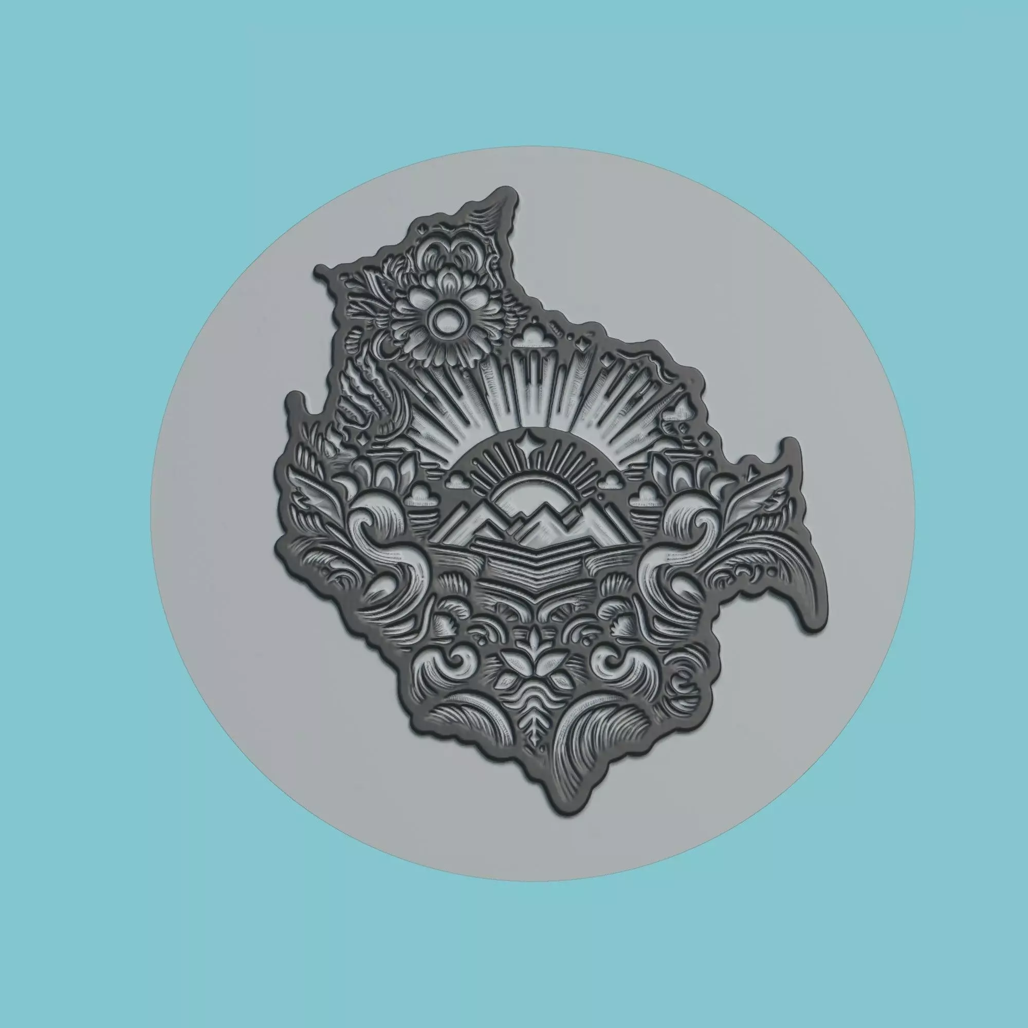 Bolivia Map Medallion 3D print model