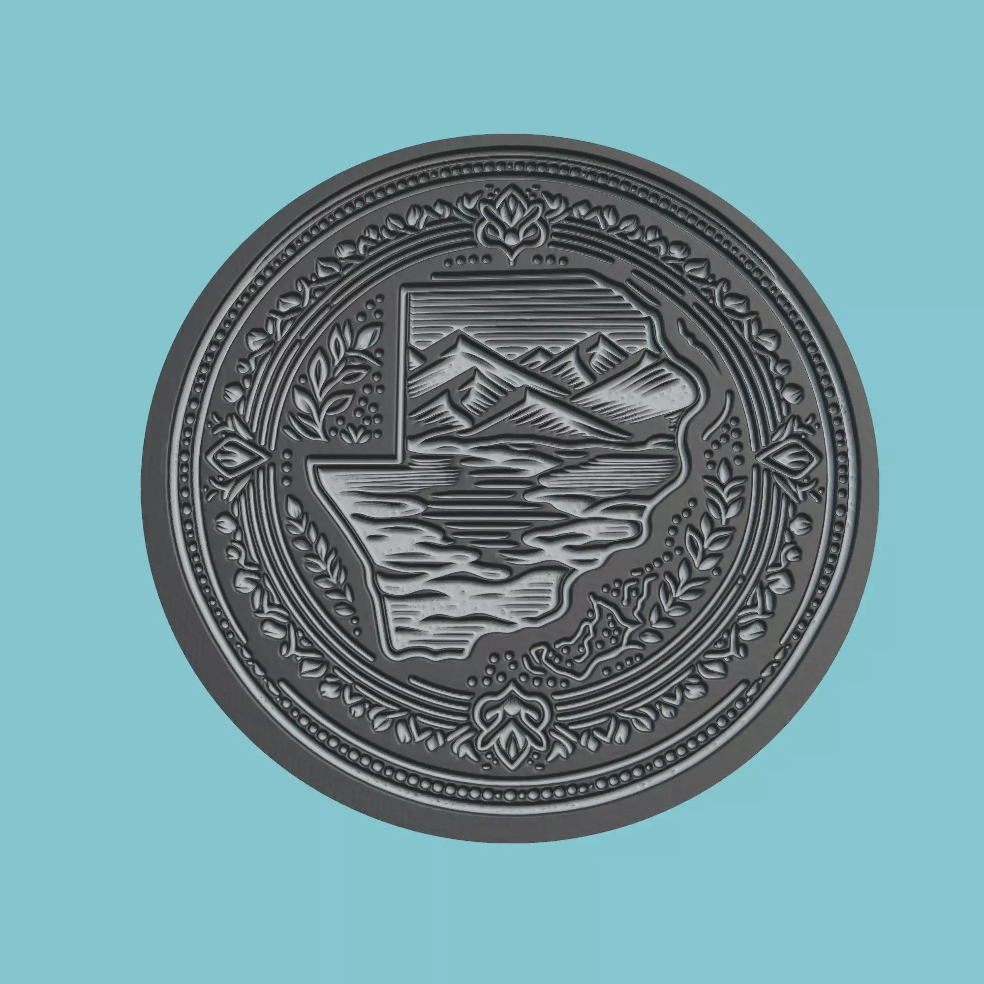 Botswana Map Medallion 3D print model_0