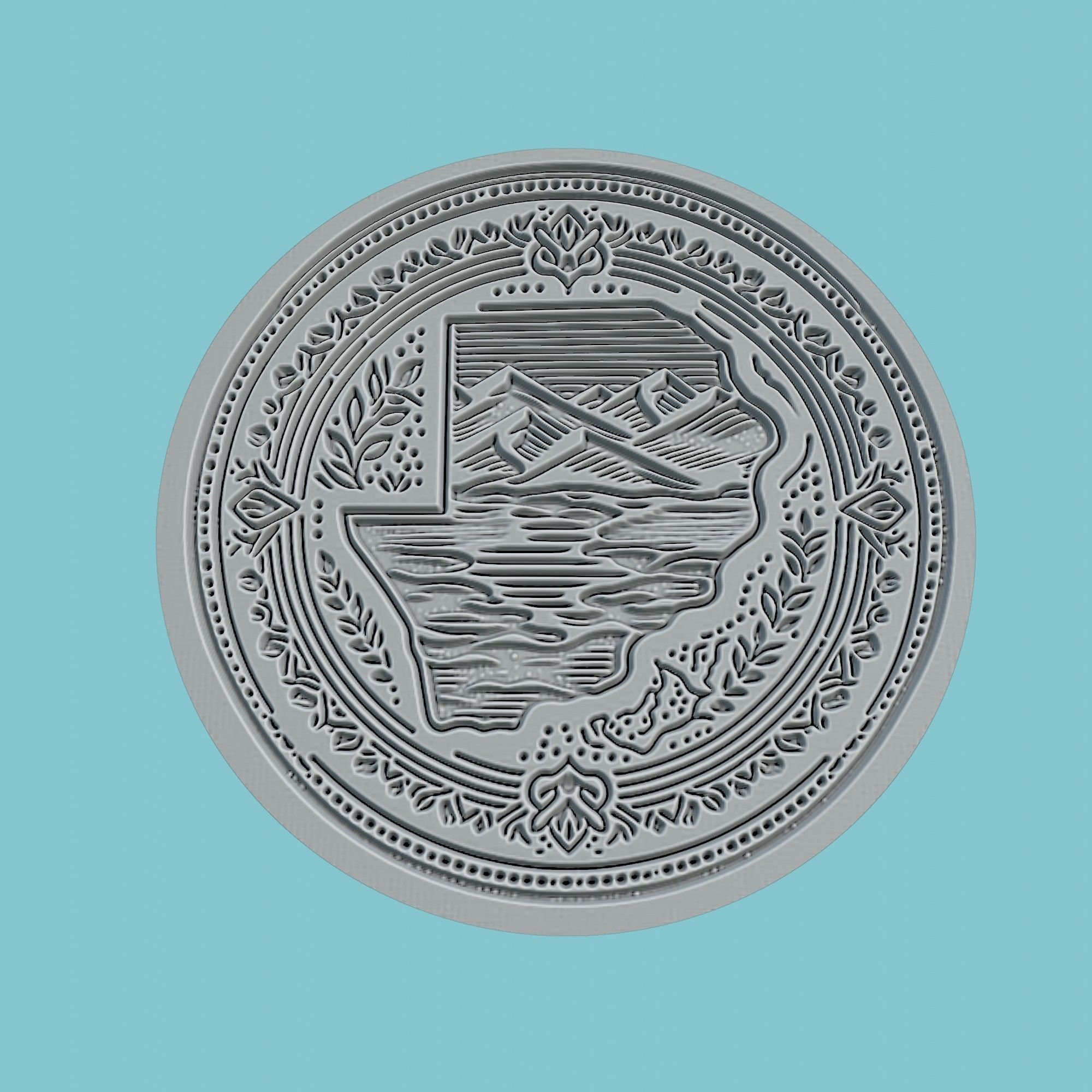 Botswana Map Medallion 3D print model_2