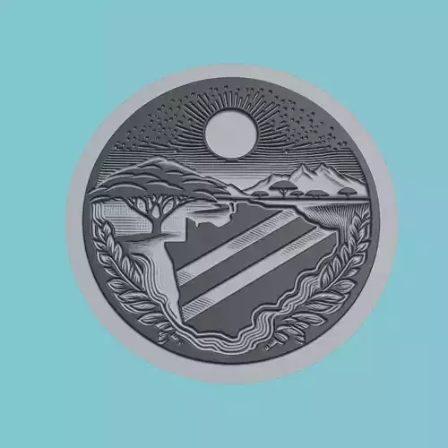 Botswana Map Medallion 3D print model