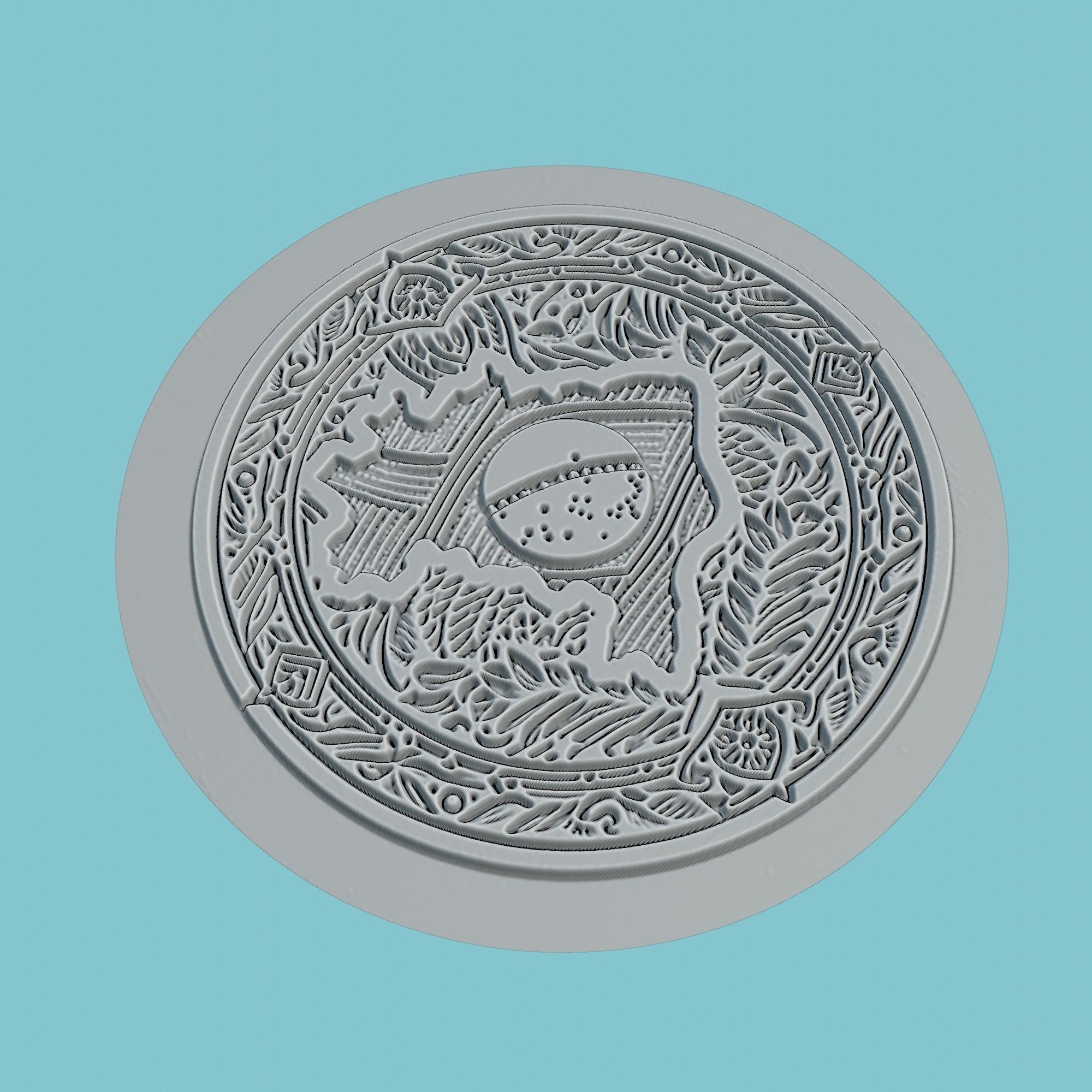 Brazil Map Medallion 3D print model_3
