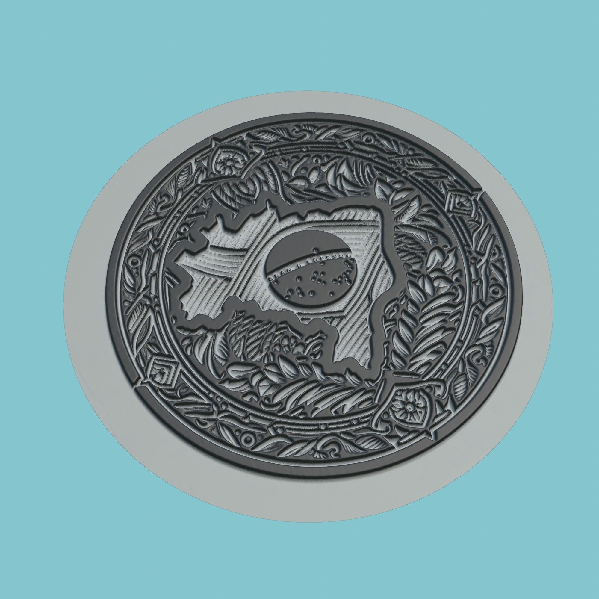 Brazil Map Medallion 3D print model_1
