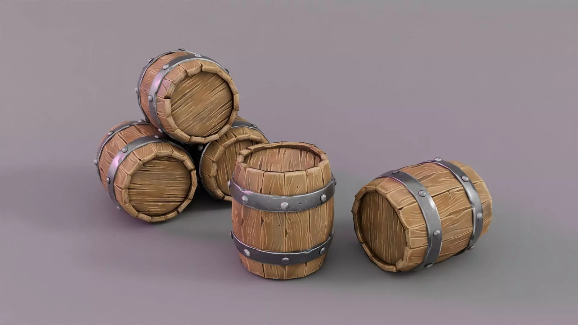 Stylized Barrel Low-poly 3D model_0