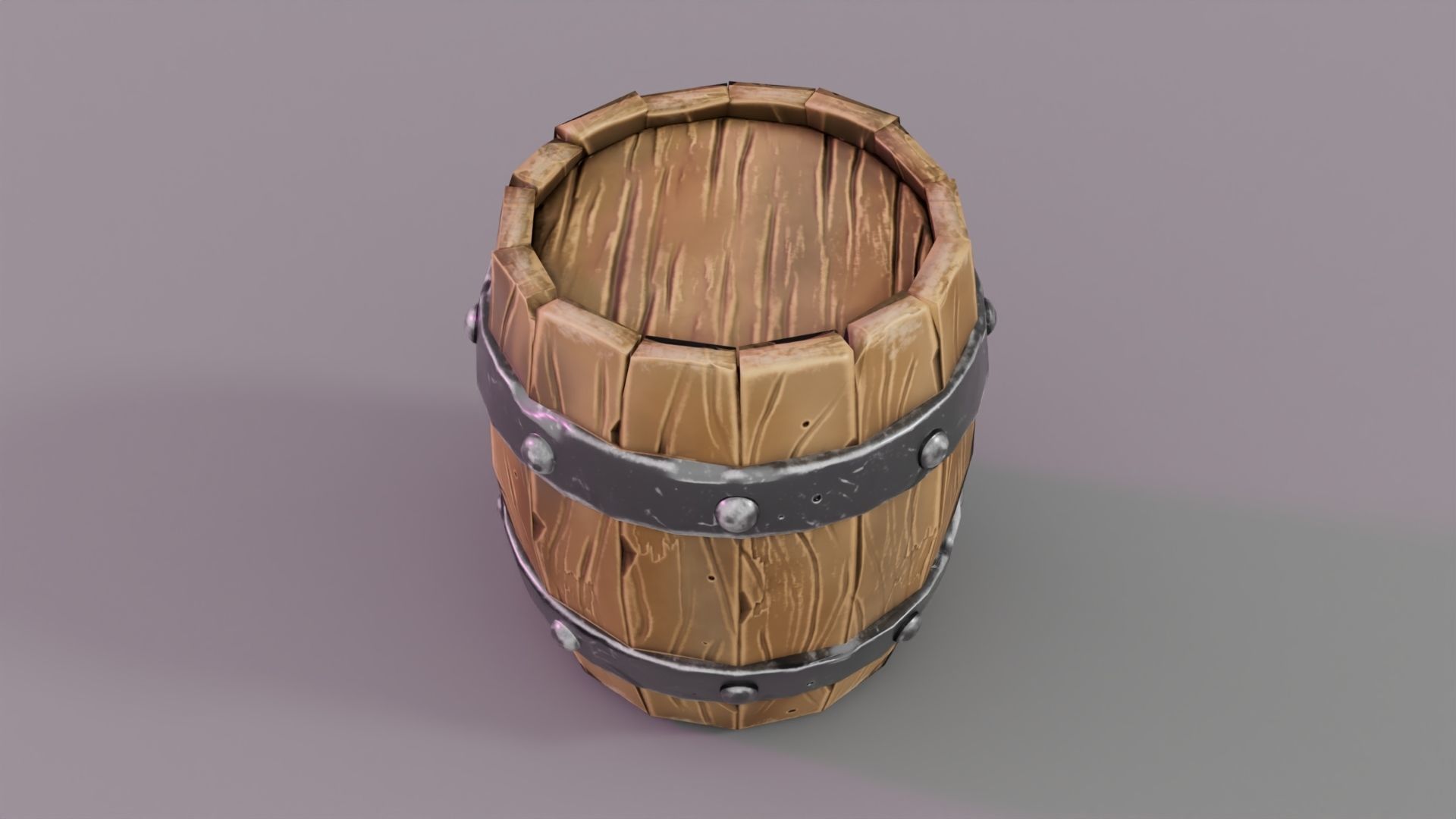 Stylized Barrel Low-poly 3D model_5