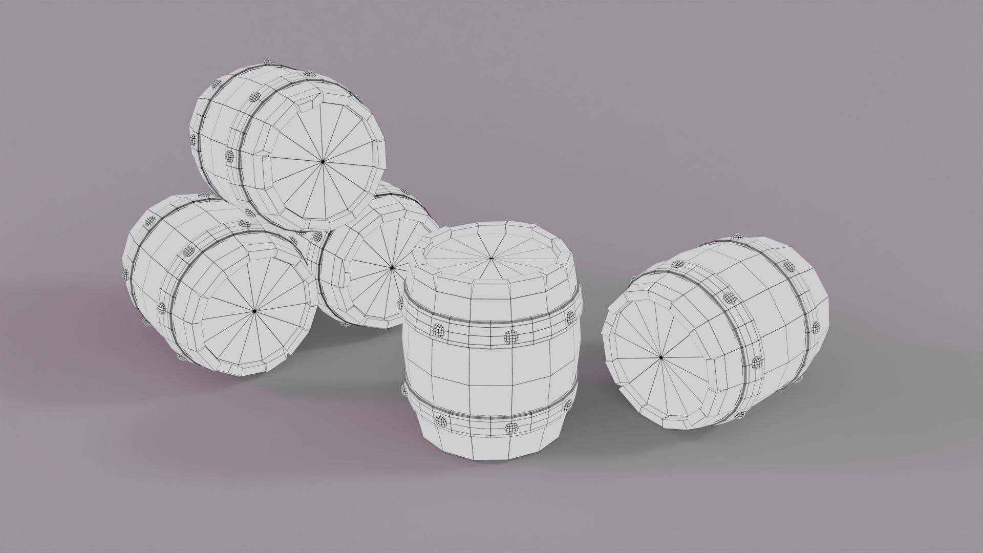 Stylized Barrel Low-poly 3D model_1
